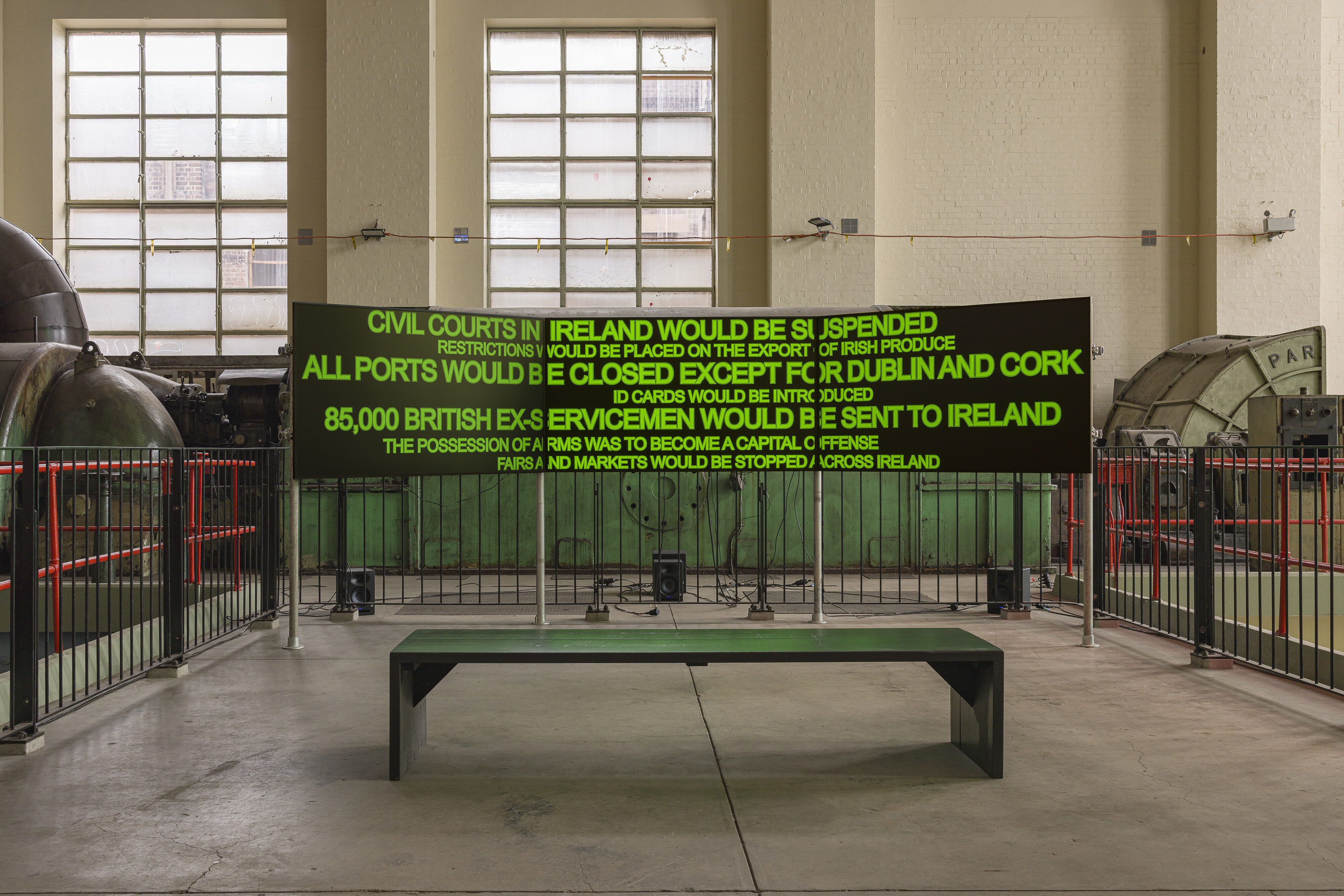 <p>Marianne Keating, <em>An Ciúnas / The Silence</em>, 2023. Presentation at the 25th Biennale of Sydney was made possible with generous support from Culture Ireland, and generous assistance from British Council in Sydney, The Showroom, London, UK and The Arts Council of Ireland. Courtesy of the artist © Marianne Keating. Installation view, White Bay Power Station. Photograph: Document Photography.</p>