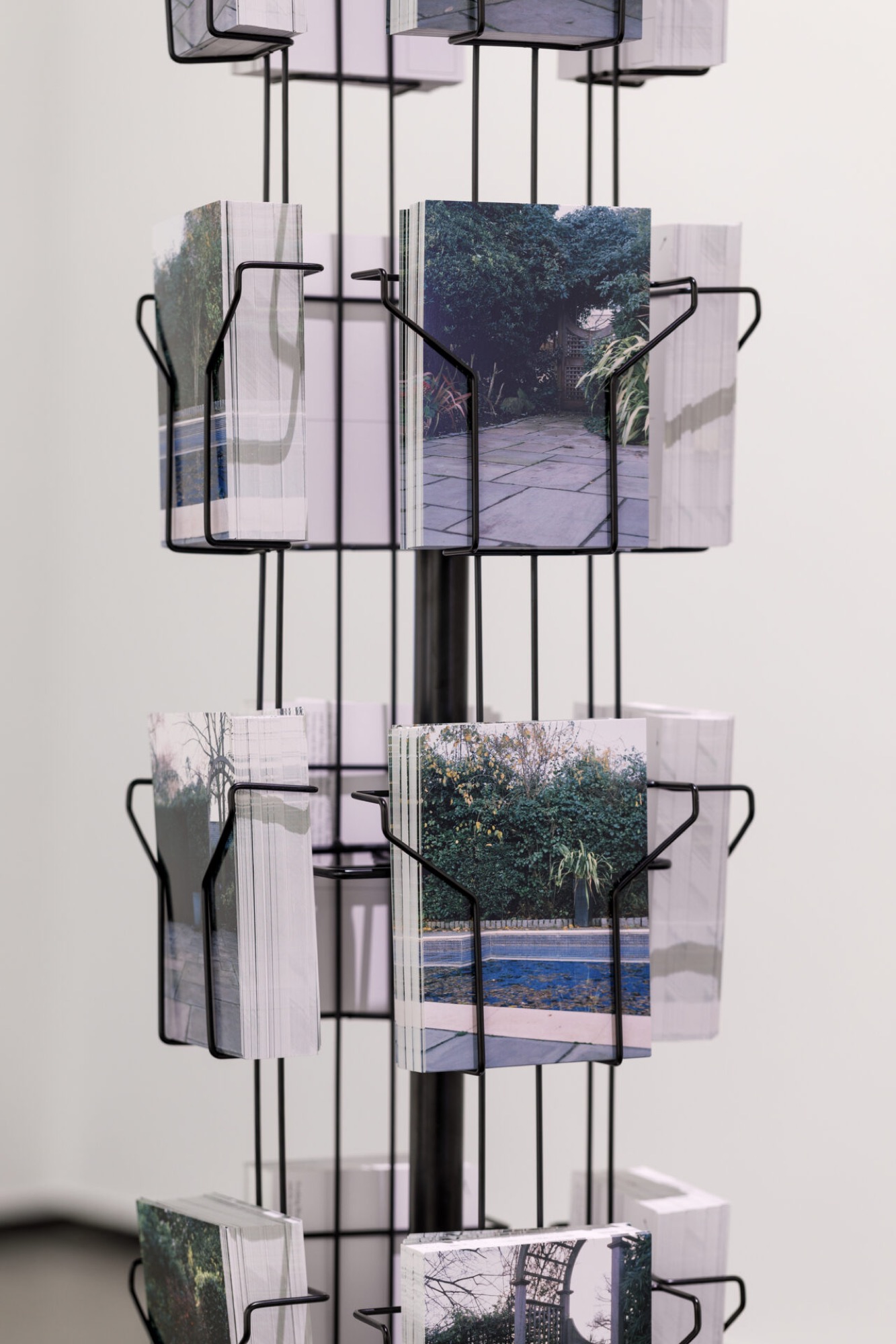 Becky Beasley, P.A.N.O.R.A.M.A. 2010. Photographic postcards and revolving postcard stand, 10.5 x 14.8 cm (each). Courtesy the artist. Photograph: Andrew Curtis.