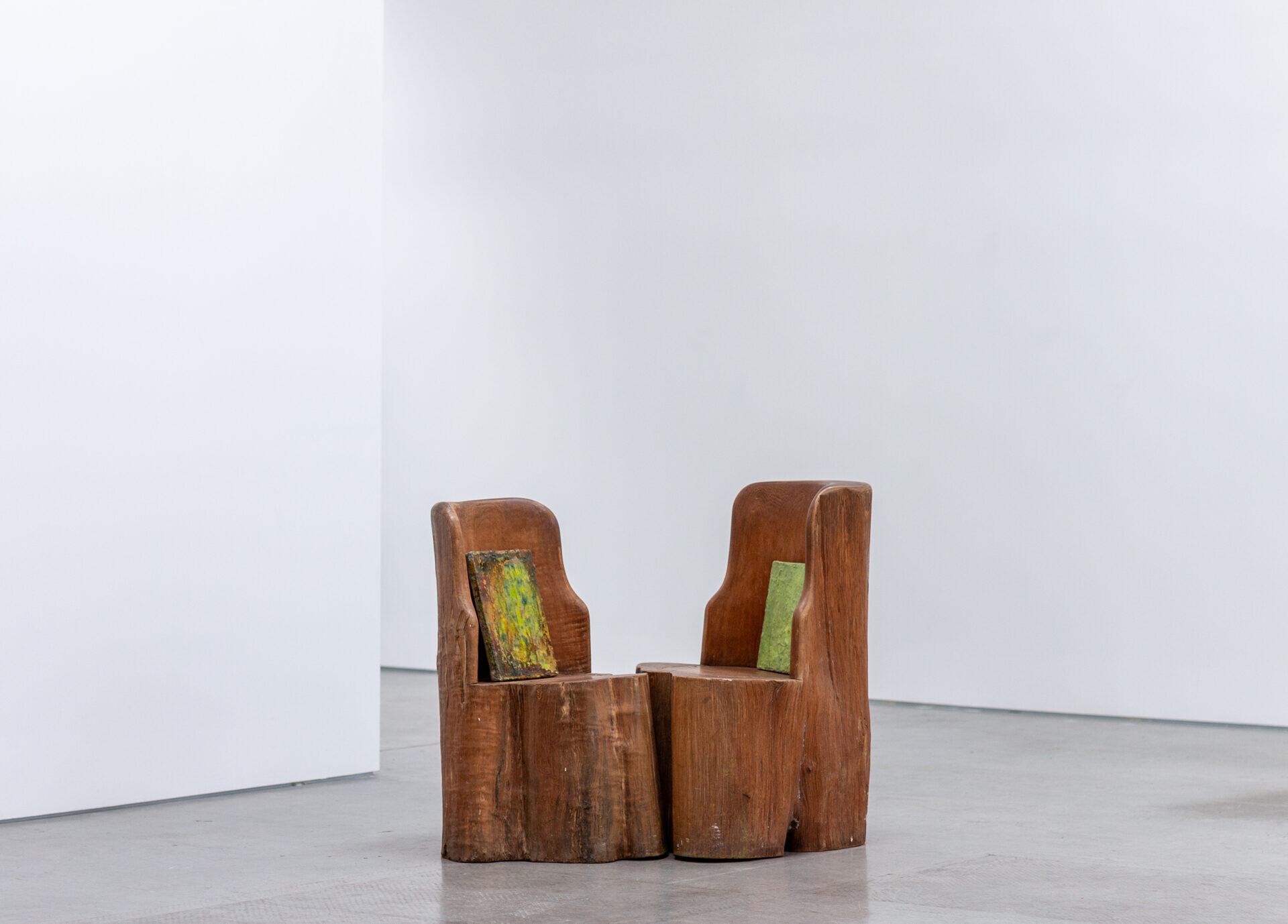 <p>Installation view of Luke Brennan, <em>something, like waiting</em>, 2025, timber, paper, oil, acrylic, wax, pencil, Four parts 84.5 x 106 x 59 cm (installation dimensions), 1301SW, Sydney. Image courtesy of the artist and 1301SW.</p>