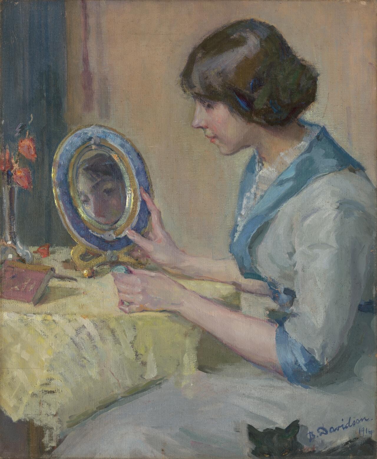 <p>Bessie Davidson, Girl in the Mirror (Jeune fille au miroir), 1914, oil on canvas, 73 x 60 cm, National Gallery of Victoria.</p>