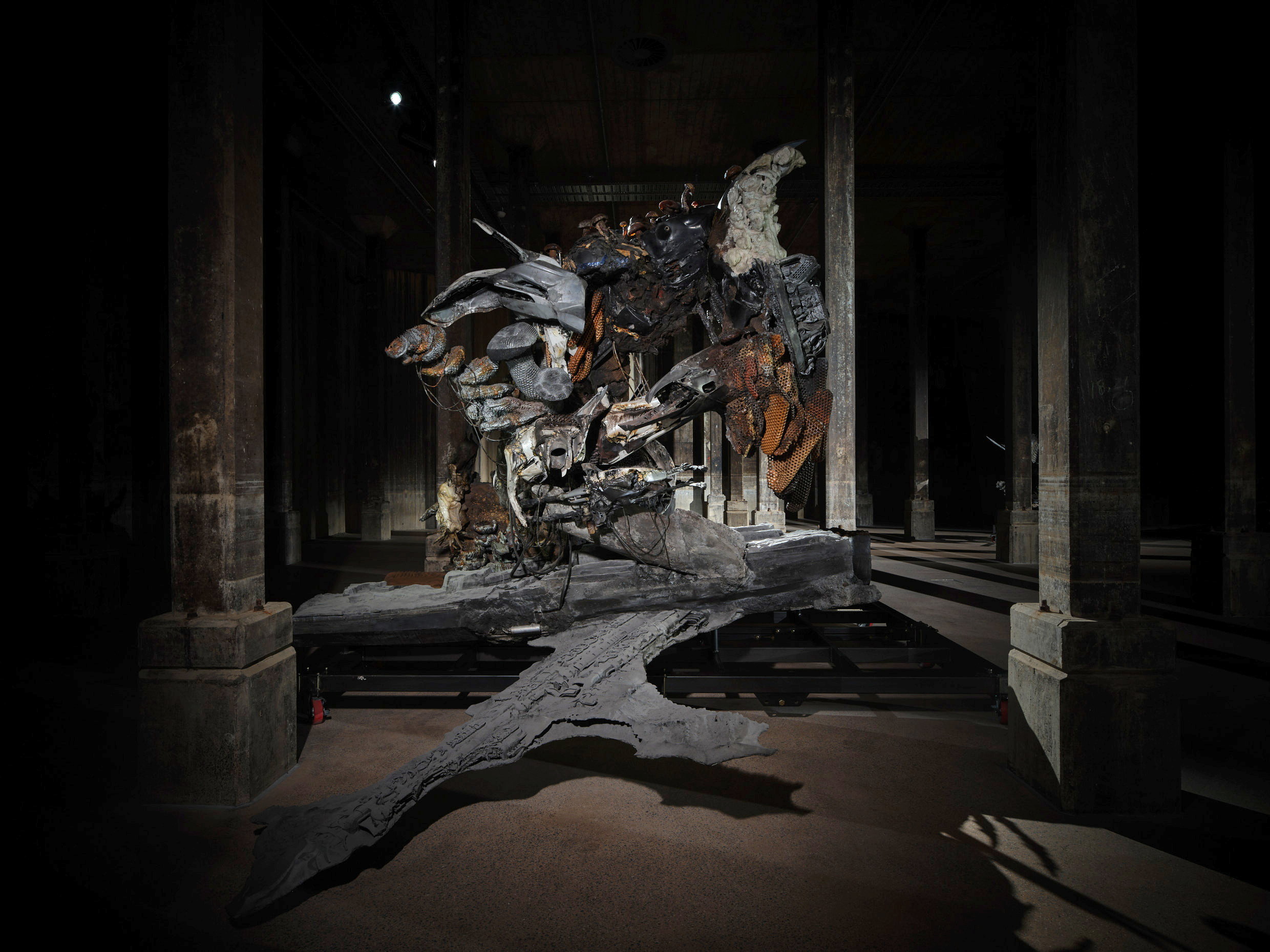 Installation view of Adrian Villar Rojas, <em>The End of Imagination</em>, 2022 in the Tank at the Art Gallery of New South Wales © Adrian Villar Rojas, photo © Jörg Baumann