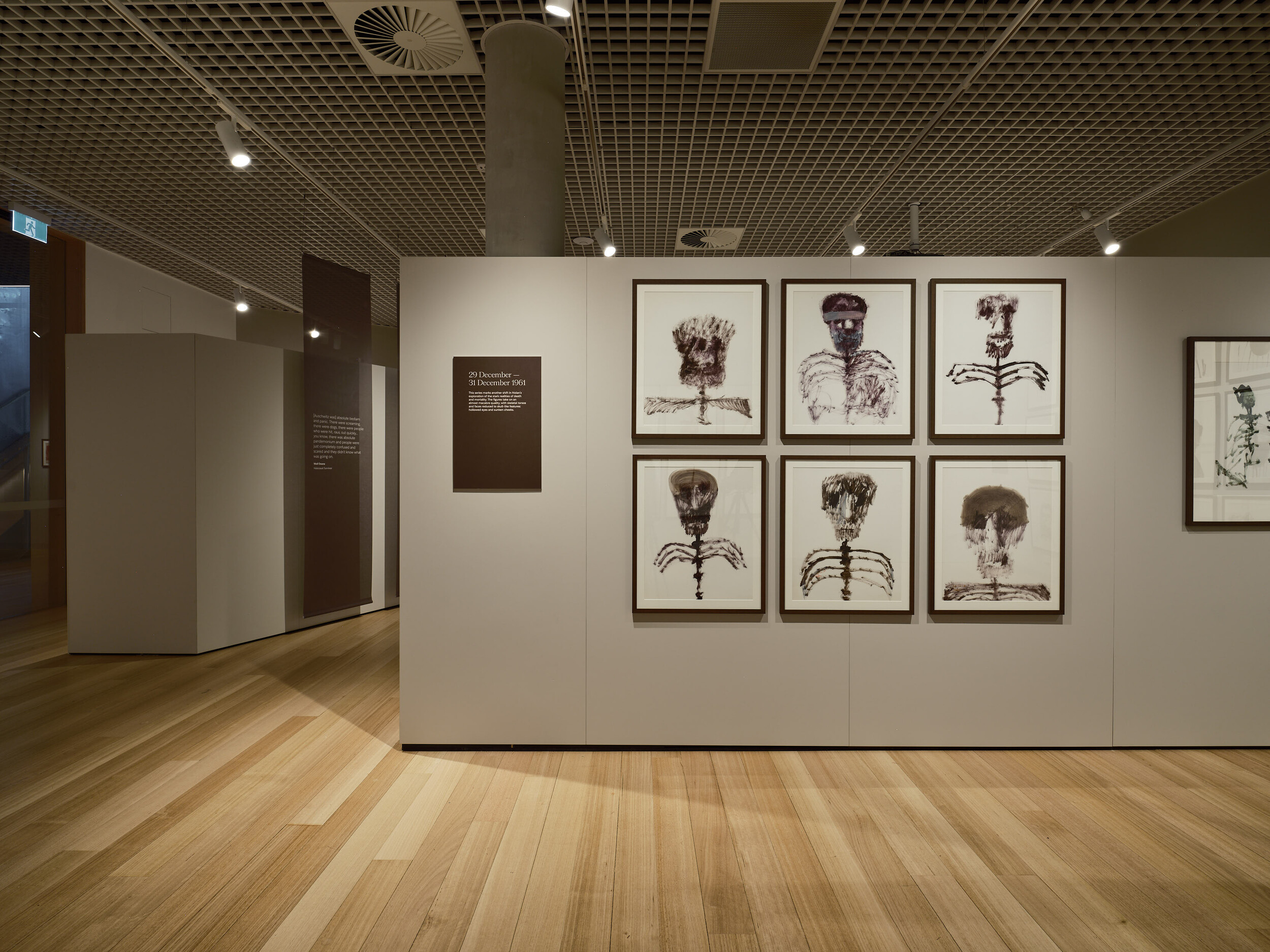 <p>Installation view of <em>Aftershocks: Nolan and the Holocaust</em>, Melbourne Holocaust Museum. Photo: Simon Shiff</p>