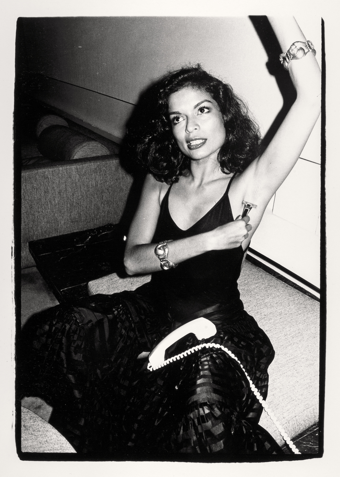 Andy Warhol, born Pittsburgh, Pennsylvania 1928, died New York City, New York 1987, <em>Bianca Jagger at Halston’s house</em>, New York, no. 1 from the portfolio <em>Photographs</em>, 1976; published 1980, New York, United States, gelatin- silver photograph, 40.8 x 28.8 cm (image), 50.5 x 41.0 cm (sheet); James and Diana Ramsay Fund 2020, Art Gallery of South Australia, Adelaide, © Andy Warhol Foundation for the Visual Arts, Inc. ARS/Copyright Agency