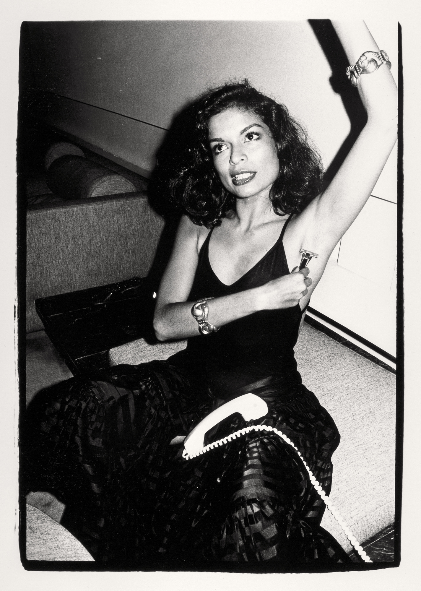 Andy Warhol, born Pittsburgh, Pennsylvania 1928, died New York City, New York 1987, <em>Bianca Jagger at Halston’s house</em>, New York, no. 1 from the portfolio <em>Photographs</em>, 1976; published 1980, New York, United States, gelatin- silver photograph, 40.8 x 28.8 cm (image), 50.5 x 41.0 cm (sheet); James and Diana Ramsay Fund 2020, Art Gallery of South Australia, Adelaide, © Andy Warhol Foundation for the Visual Arts, Inc. ARS/Copyright Agency