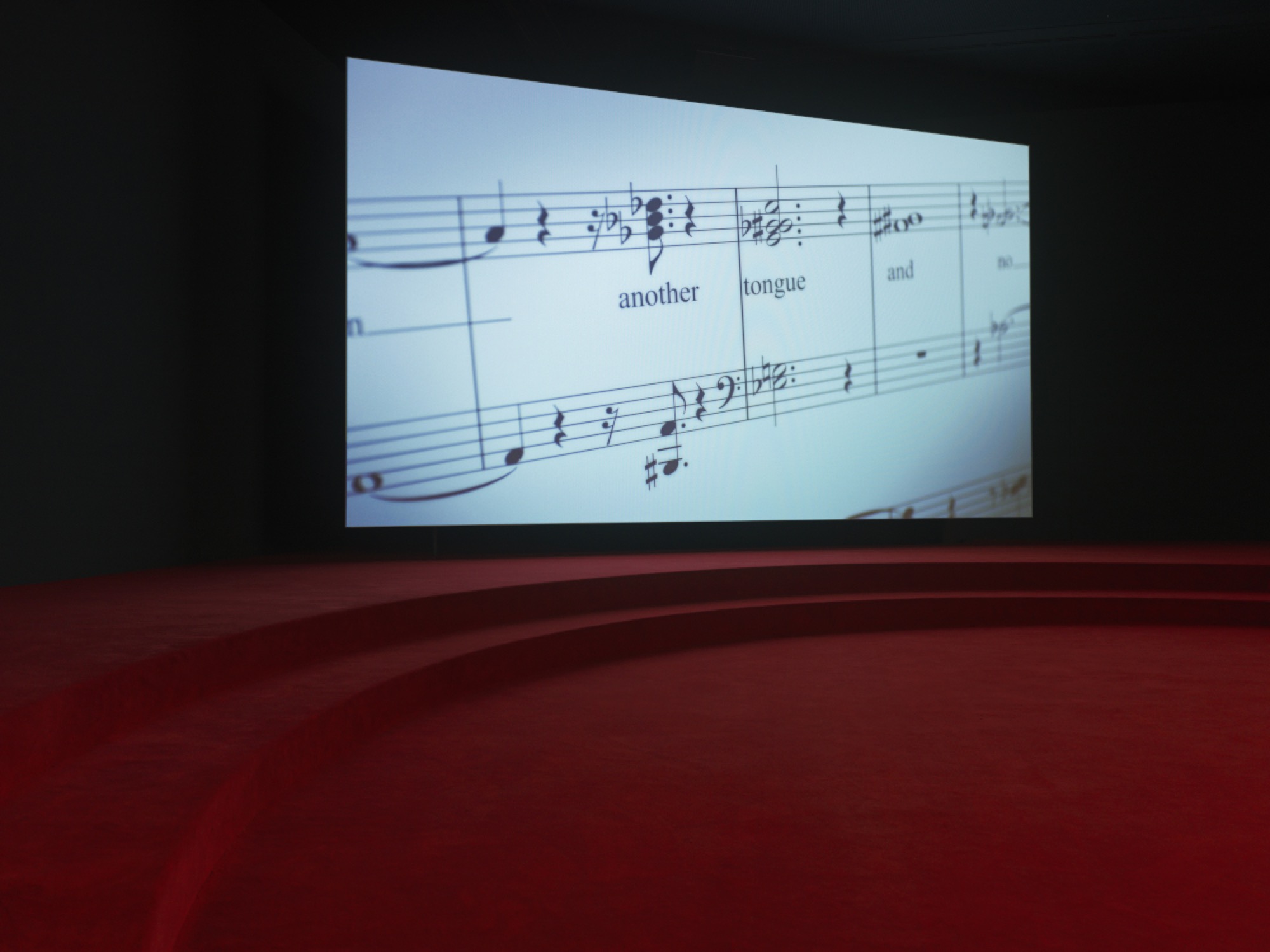 Angelica Mesiti, <em>ASSEMBLY</em>, 2019 (installation shot) three-channel video installation in architectural amphitheater. HD video projections, color, six-channel mono sound, 25 mins, dimensions variable. © Photography: Josh Raymond. Commissioned by the Australia Council for the Arts on the occasion of the 58th International Art Exhibition–La Biennale di Venezia. Courtesy of the artist and Anna Schwartz Gallery, Australia and Galerie Allen, Paris.