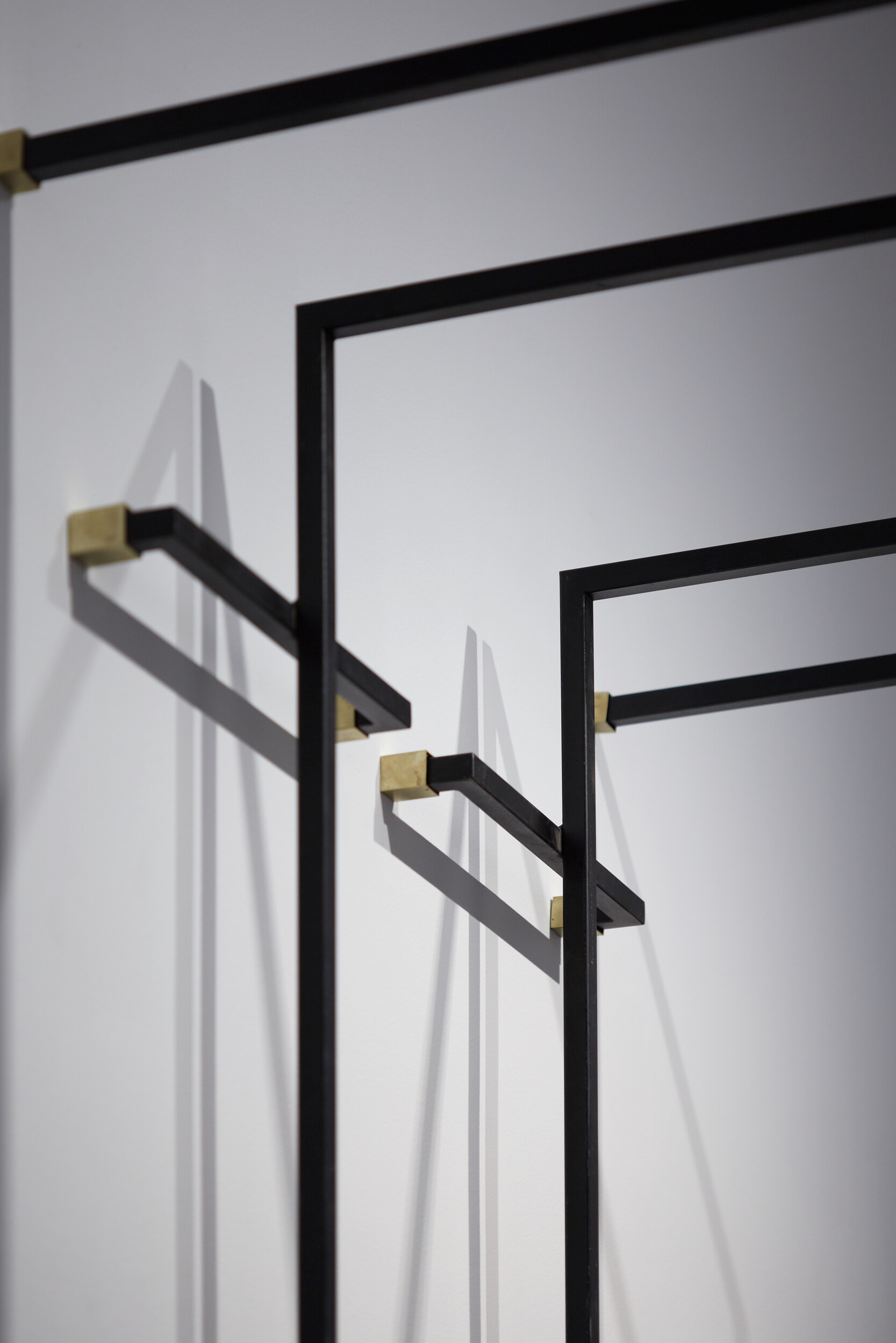 <p>Anna Varendorff, <em>Black Frames </em>(detail)<em>,</em> 2025. Mild steel, water-based paint, brass, sterling silver solder. 210.7 x 126.3 x 128 cm</p>