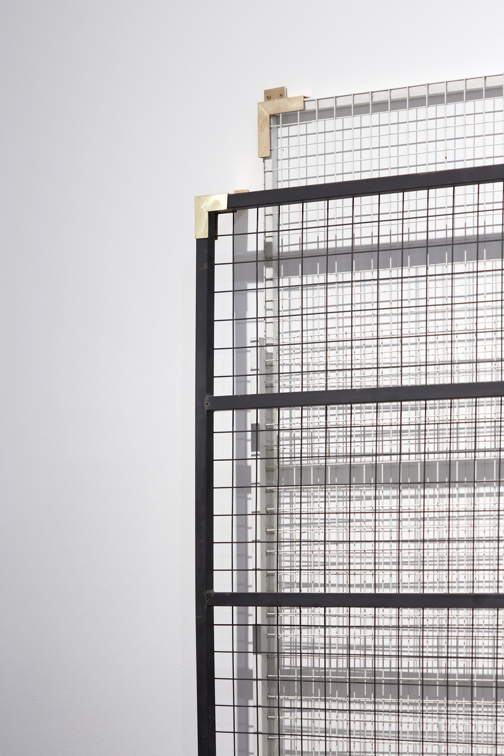 <p>Anna Varendorff, <em>Layers of Black and White </em>(detail), 2025, Mild steel, unknown metal paint, brass, sterling silver solder, 184 x 230 12 cm</p>