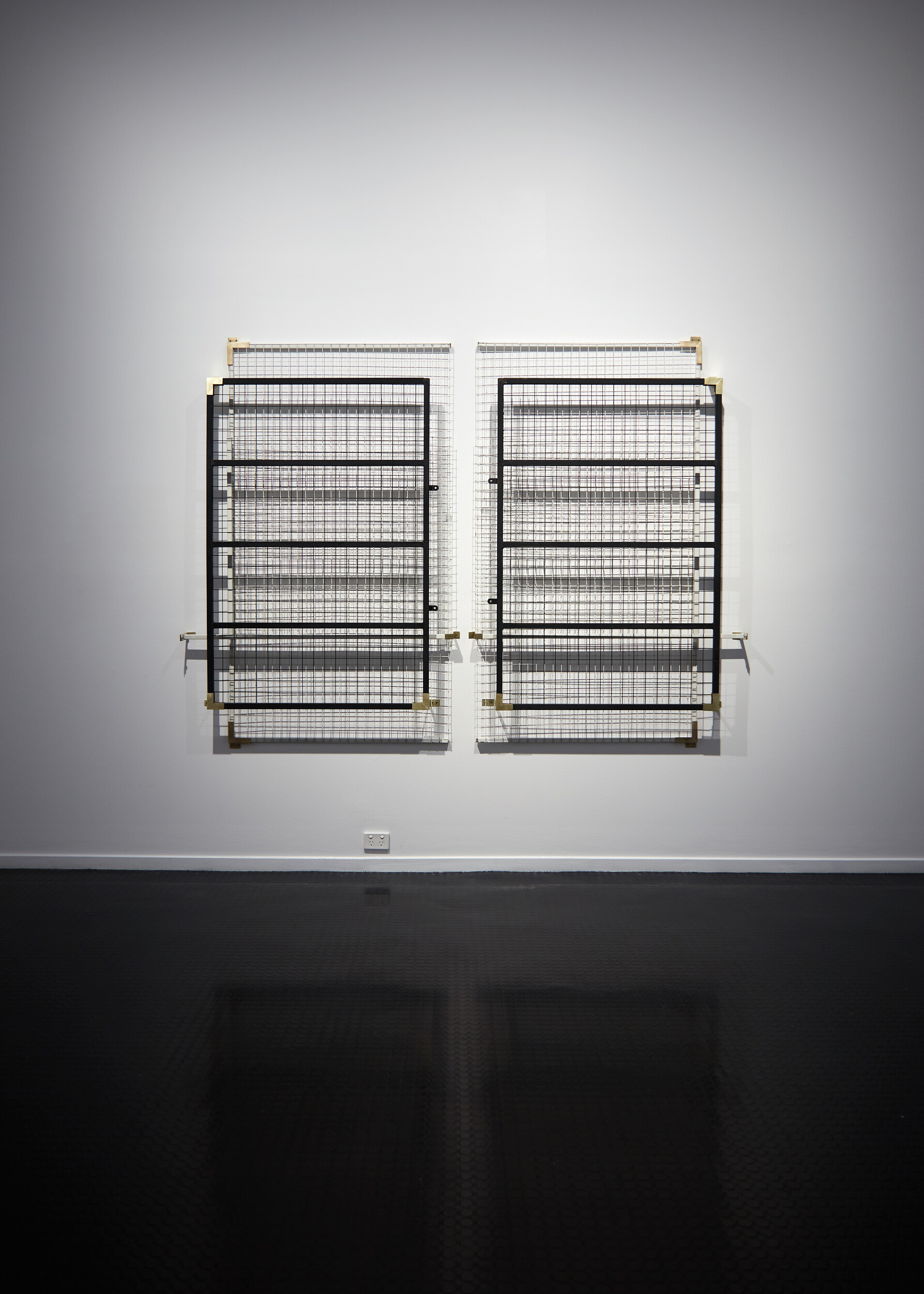 <p>Anna Varendorff, <em>Layers of Black and White</em>, 2025, Mild steel, unknown metal paint, brass, sterling silver solder, 184 x 230 12 cm</p>