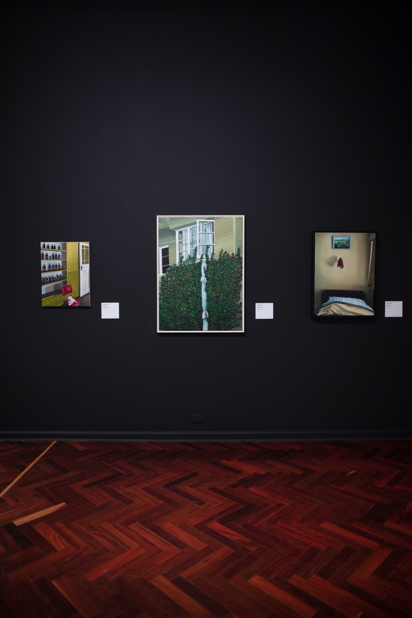 (left to right) Anne Wallace, Vulture Street, 2003. Oil on canvas, 57 x 43cm; Anne Wallace, In My Room, 2007. Oil on canvas, 73 x 54cm; Anne Wallace, High Windows, 2010. Oil on canvas, 100 x 74cm. Courtesy of the Art Gallery of Ballarat.