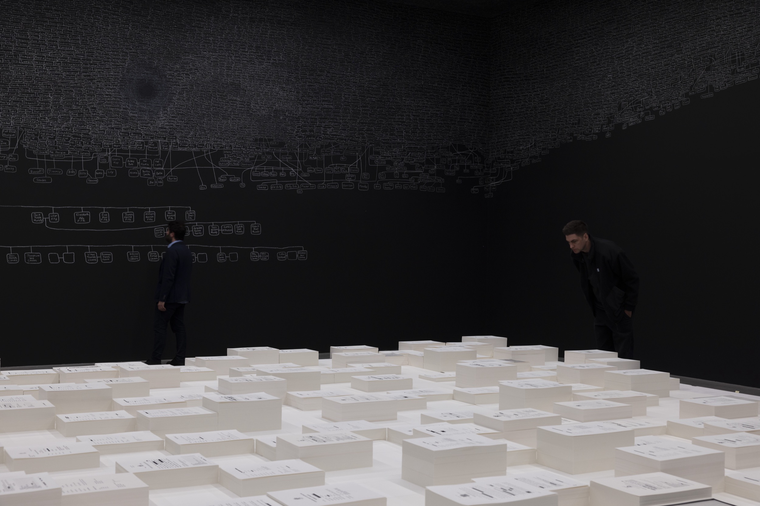 <p>Archie Moore, <em>kith and kin</em> 2024. Curated by Ellie Buttrose. Australia Pavilion at Venice Biennale 2024. Project team: Adrian Collette am, Diego Carpentiero, Gillian Mercer, Mikala Tai, Niwa Mburuja, Tahjee Moar, Tahmina Maskinyar, with the support from the wider Creative Australia team. Photographer: Andrea Rossetti, © the artist. Image courtesy of the artist and The Commercial.</p>
