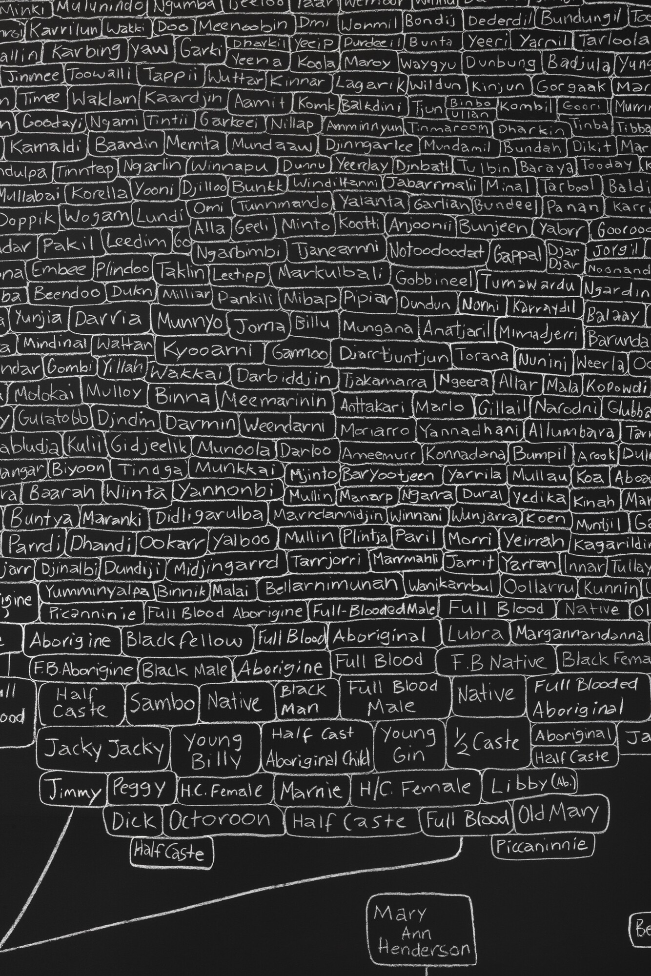 <p>Archie Moore, <em>kith and kin</em> 2024. Curated by Ellie Buttrose. Australia Pavilion at Venice Biennale 2024. Project team: Adrian Collette am, Diego Carpentiero, Gillian Mercer, Mikala Tai, Niwa Mburuja, Tahjee Moar, Tahmina Maskinyar, with the support from the wider Creative Australia team. Photographer: Andrea Rossetti, © the artist. Image courtesy of the artist and The Commercial.</p>