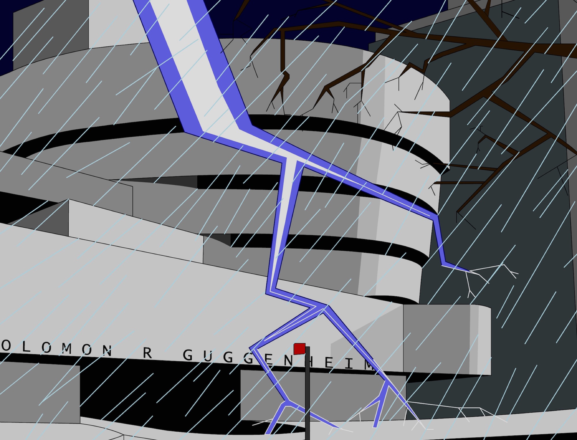 Arlo Mountford, <em>Murder in the Museum</em> (still), 2005, single channel digital animation, 4:3 aspect ratio, stereo sound, 4:27 minutes. Image courtesy the artist and Sutton Gallery Melbourne.