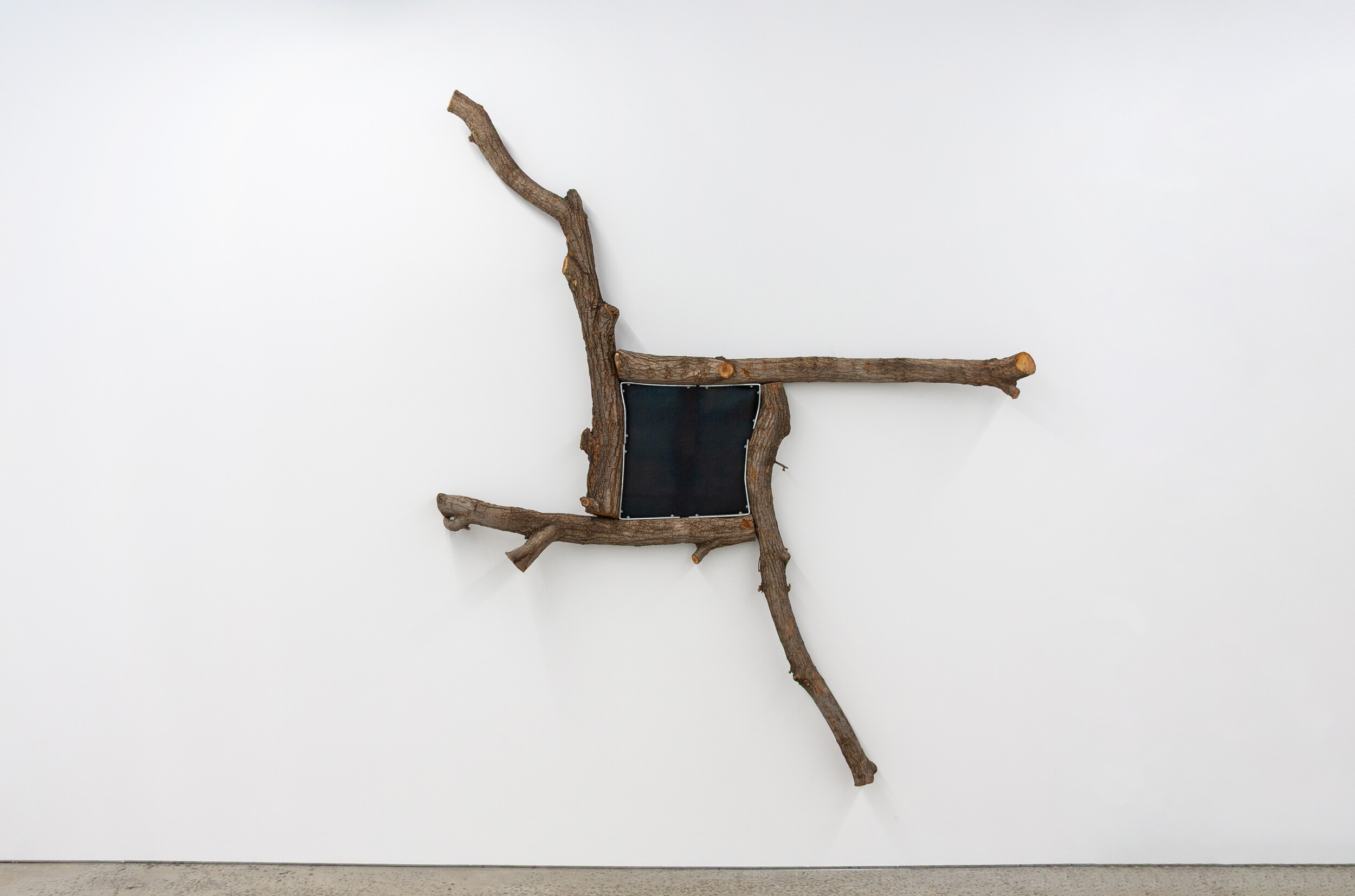 <p>Lucina Lane, <em>Still more to say</em>, 2021, Neoprene rubber, galvanised steel fixings, found elm wood, 225 x 190 x 20 cm. Courtesy of the artist and 1301SW</p>