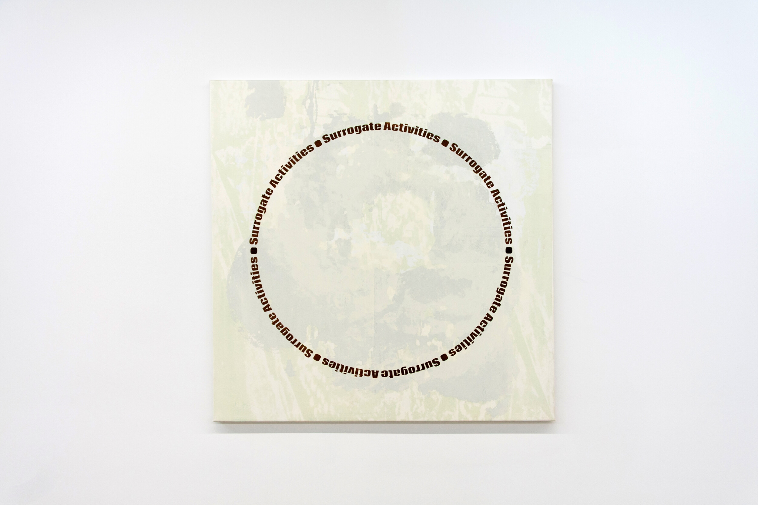 <p>Alexandra Peters, <em>Surrogate Activities IV</em>, 2025, Acrylic, pigment and water-based ink with screen-print medium and paste on leatherette, 135 x 135 cm. Courtesy of the artist and 1301SW</p>