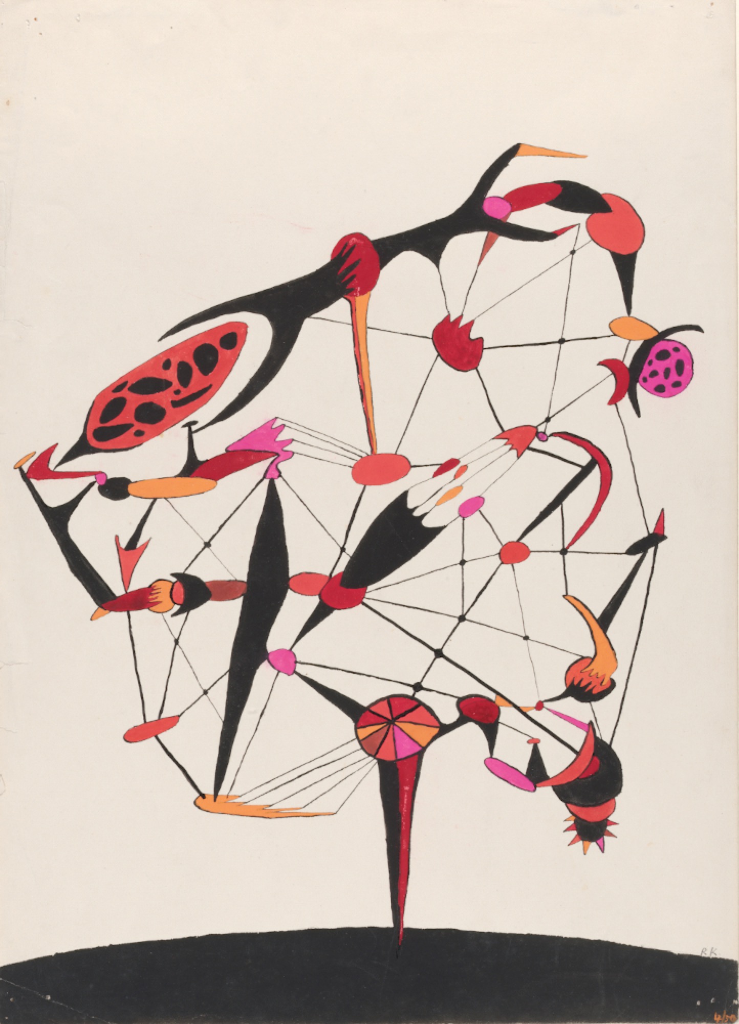 Robert Klippel, <em>Untitled</em>, 1950 , pen and ink and watercolour on paper, 36.9 x 27.9 cm, Art Gallery of New South Wales, Sydney, Gift of the artist 1970, © Andrew Klippel. Courtesy of The Robert Klippel Estate, represented by Annette Larkin Fine Art, Sydney and Galerie Gmurzynska, Zurich / Copyright Agency, 2019.