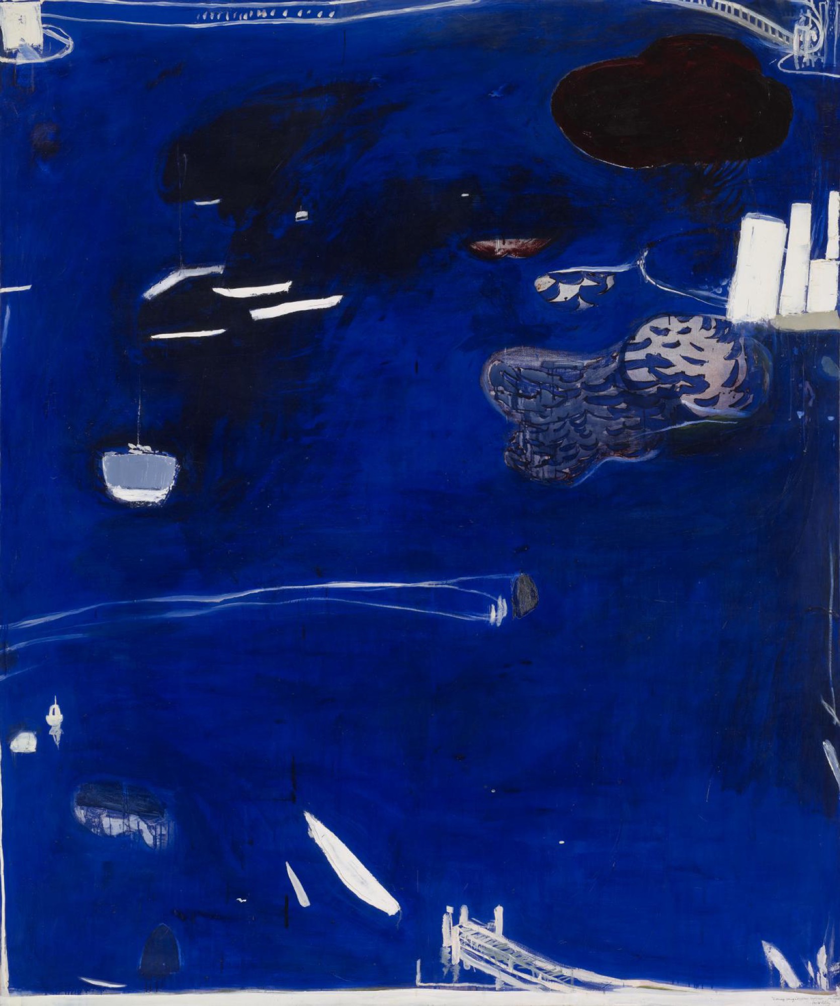 Brett WHITELEY, <em>Evening coming in on Sydney Harbour</em>, 1975, oil on cotton on canvas, 228.2 x 190.0 cm. National Gallery of Victoria, Melbourne, © Wendy Whiteley