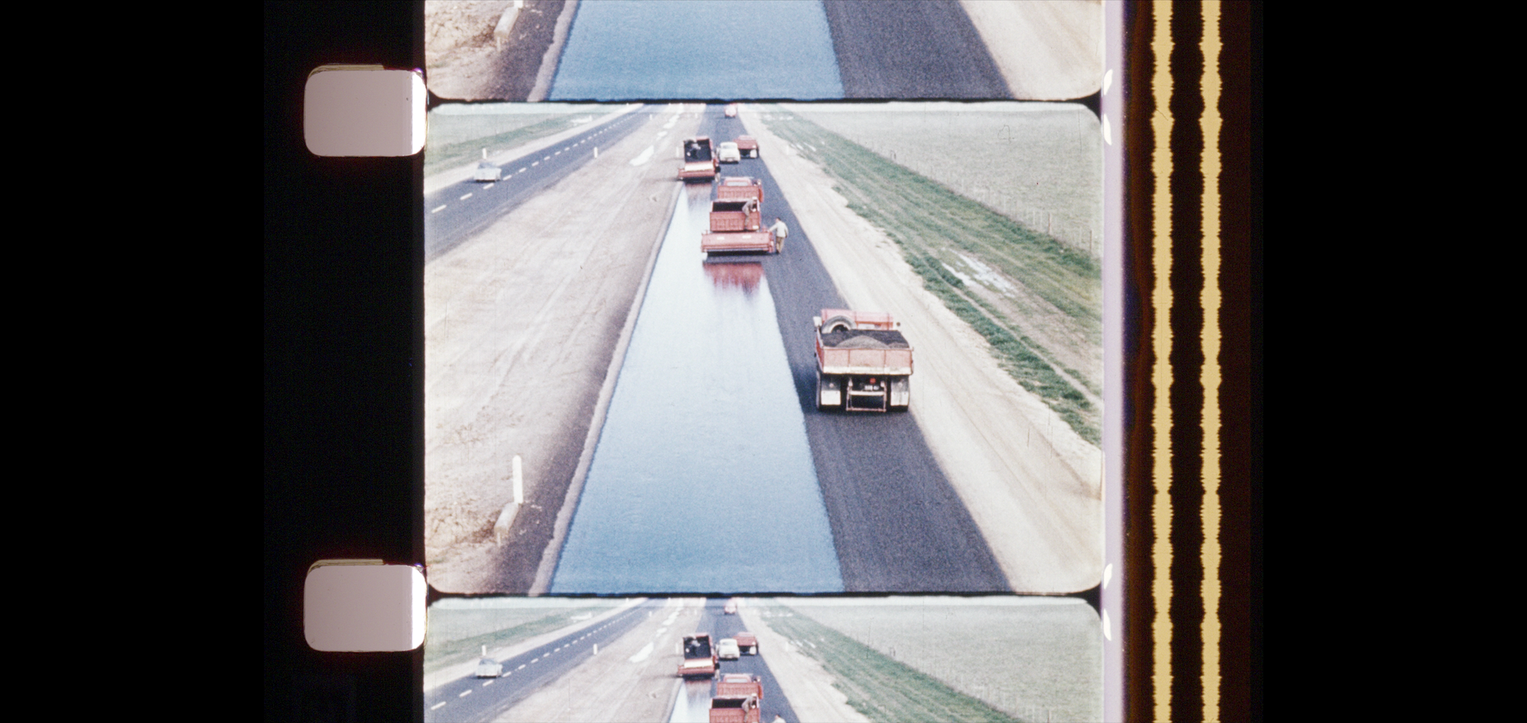 <p><em>Highway Improvements, </em>1965, Country Roads Board (now VicRoads), film still. Courtesy of the artist and ACMI Collection.</p>