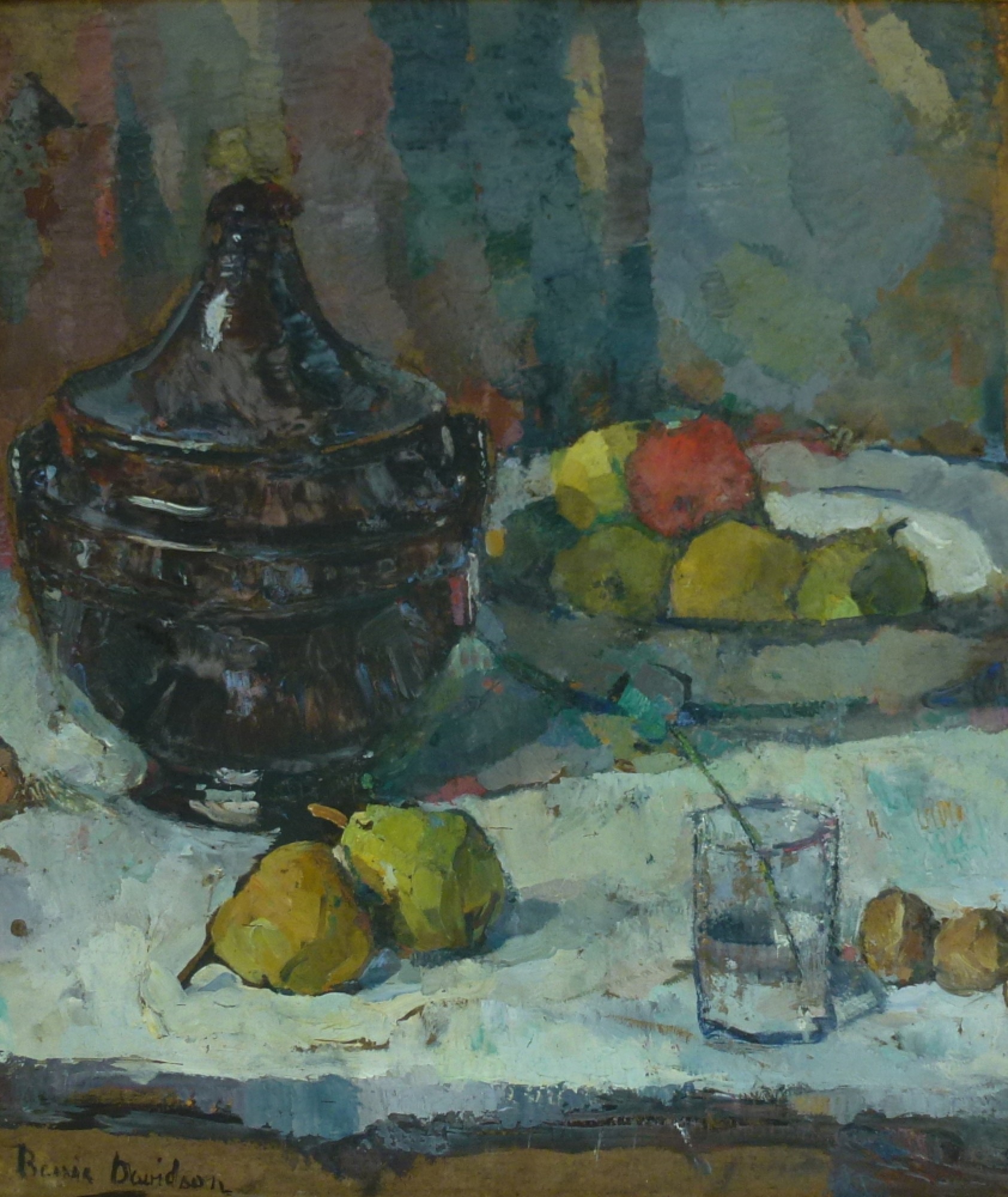 Bessie Davidson, <em>Still life with pears</em>, 1930s, oil on board, 52 x 45 cm, private collection, courtesy of Lauraine Diggins Fine Art.