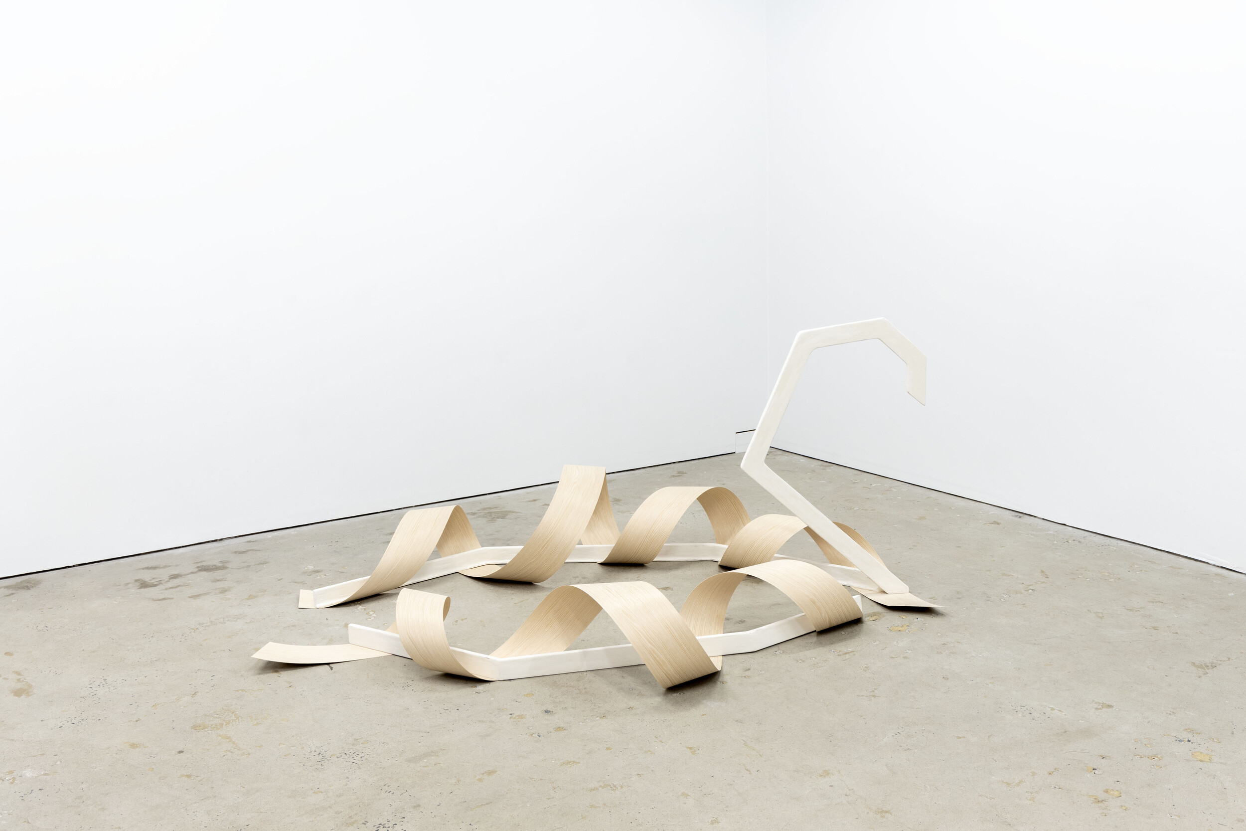 Beth Maslen, <em>Maternal Figures 12</em>, 2023/2024. Victorian ash, plaster, oak veneer. In <em>Maternal Figures</em> at Animal House Fine Arts. Photo: Nicholas Mahady