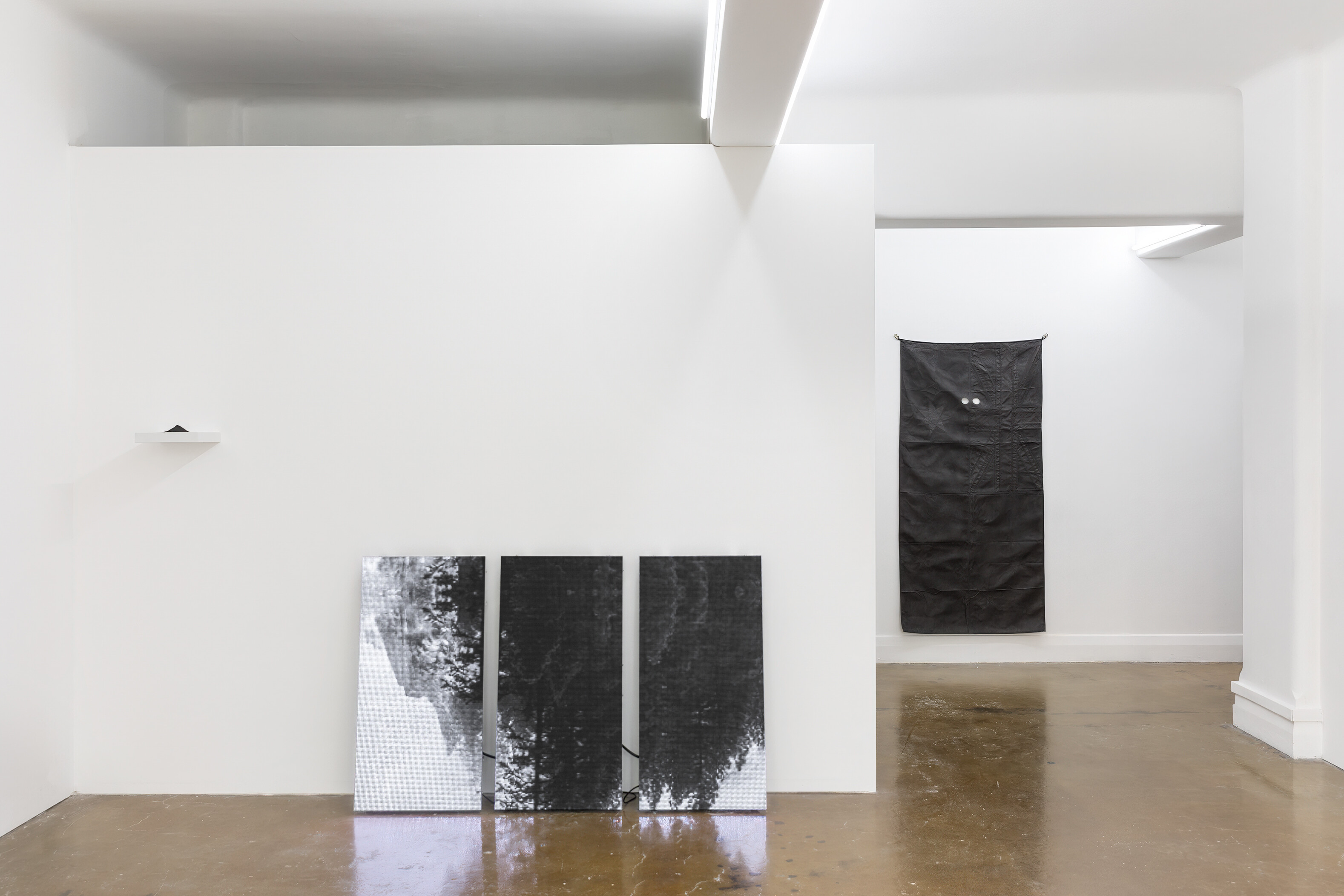 <p>Installation view of <em>Black.2</em> at Void_Melbourne<em>. </em>Left to right: Paul Handley, David McBurney, Nick Devlin. Courtesy of the artists &amp;<em> </em>Void_Melbourne. Photo: Andrew Curtis Photography</p>