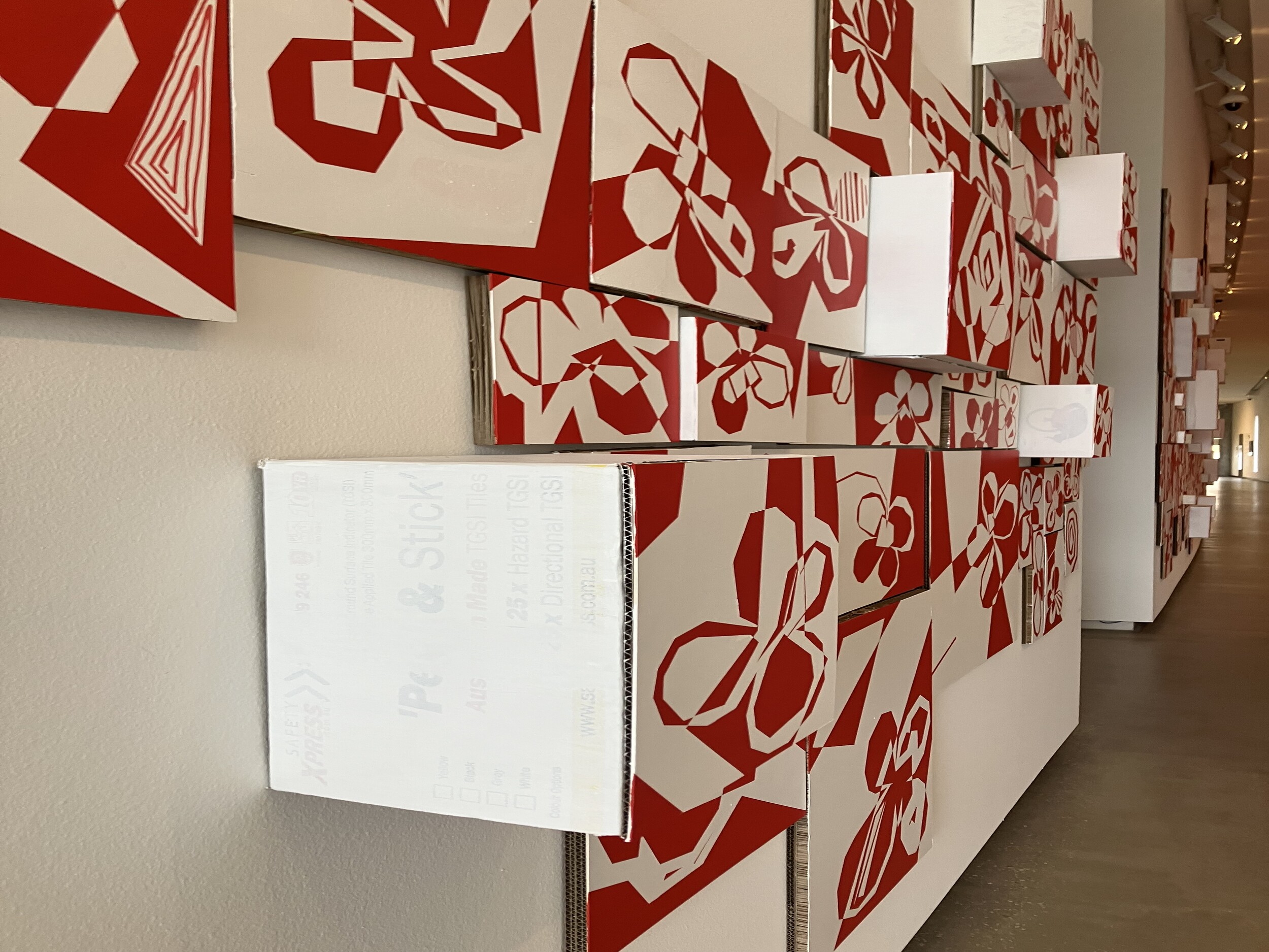 <p>Installation view, Rose Nolan, <em>Flat Flower Work</em>, 200–25, acrylic, cardboard, dimensions variable, TarraWarra Museum of Art. Photo: Ella Howells.</p>