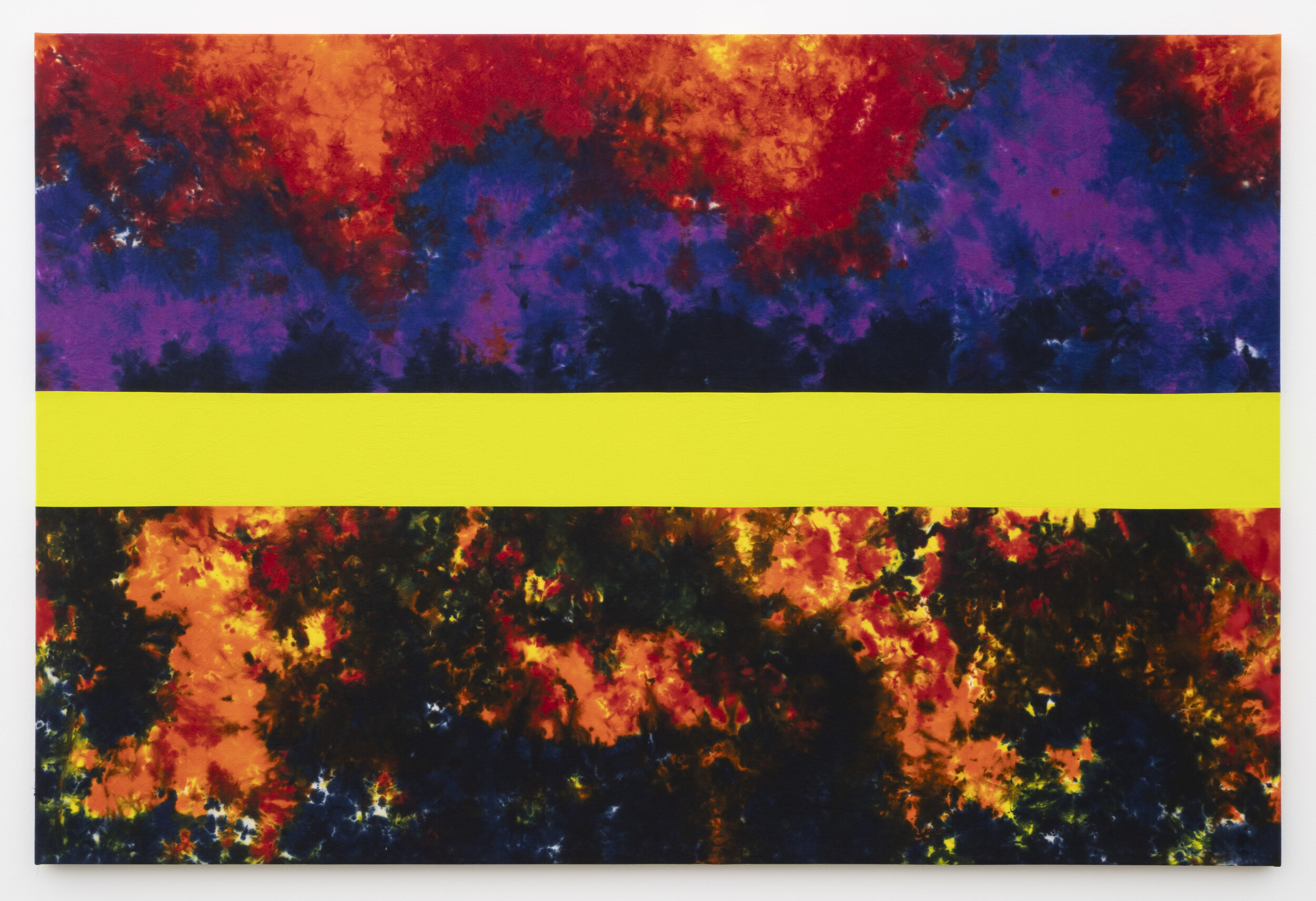 <p>Janet Burchill, <em>Horizon</em>, 2025, Fibre reactive dye and calico on canvas, 152.5 x 229 cm. Image courtesy of Neon Parc.</p>