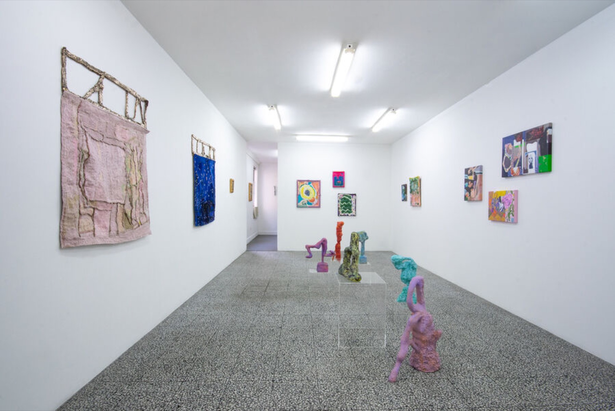Installation view, Spring1883 satellite booth, Teelah George, Cat Fooks, Andrée van Schaik, Nabilah Nordin, Neon Parc. Courtesy of Neon Parc.