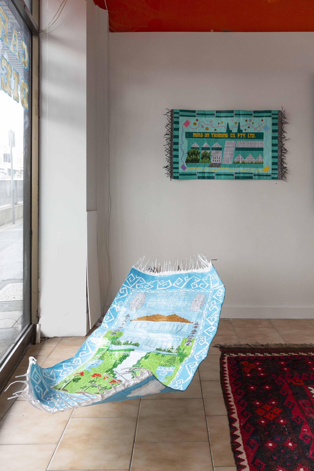 Installation view of Raquel Caballero, <em>Carpet Diem</em> at Our Neon Foe. Image courtesy of the artist. Photo: Jek Maurer.