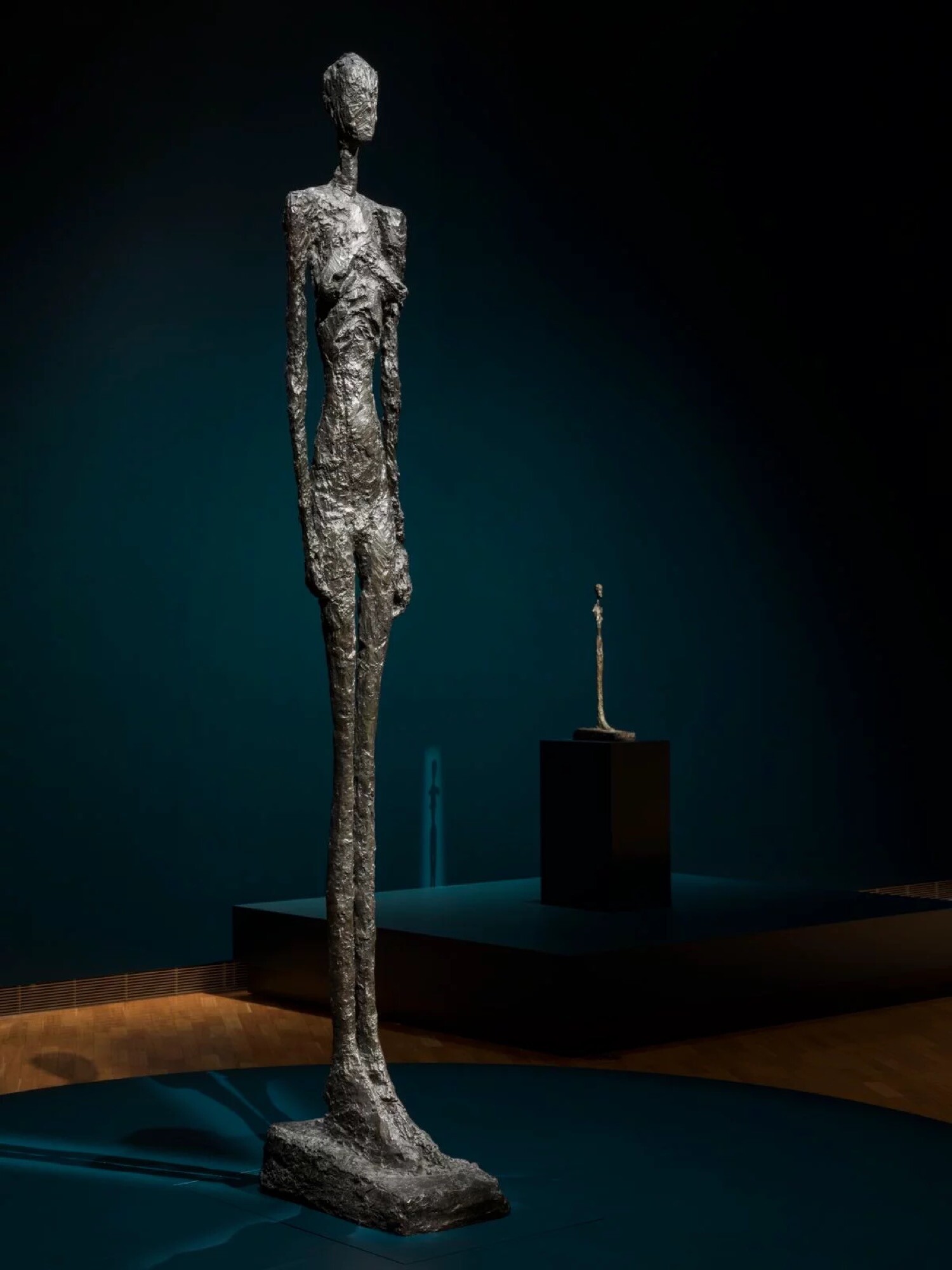 <p>Alberto Giacometti, <em>Tall nude standing III (Grande femme debout III)</em>, 1960 (cast 1981) and <em>Slim woman without arms (Femme mince sans bras)</em> 1959‒60, installation view, Cézanne to Giacometti: highlights from Museum Berggruen / Neue Nationalgalerie, National Gallery of Australia, Kamberri/Canberra, 2025</p>