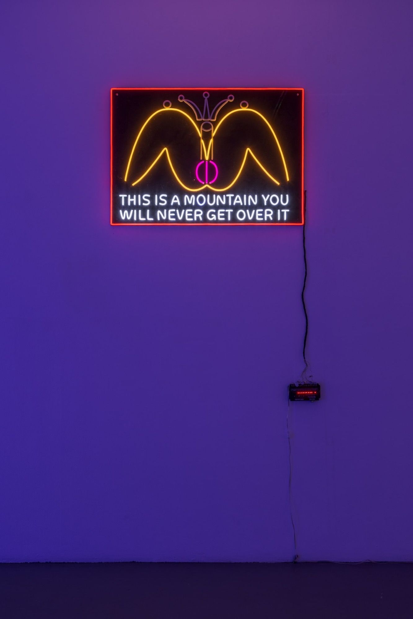 Chunxiao Qu,<em>McDonald’s Work</em>, 2019, led neon with transparent acrylic frames, 120 x 48 cm, edition of 5. Photo: Christo Crocker