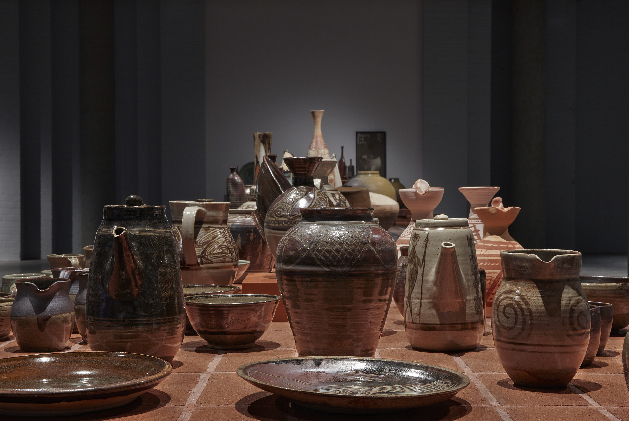 Eddie Puruntatameri and unnamed makers, selection of large Bagot Pottery, Darwin, Northern Territory, 1968-1974. Donated through the Australian Government’s Cultural Gifts Program by Janice M Haynes, the collections of Leslie M Haynes (1913-2000) and Janice M Haynes (formerly J M Waddell), 2006. Photo: Zan Wimberley