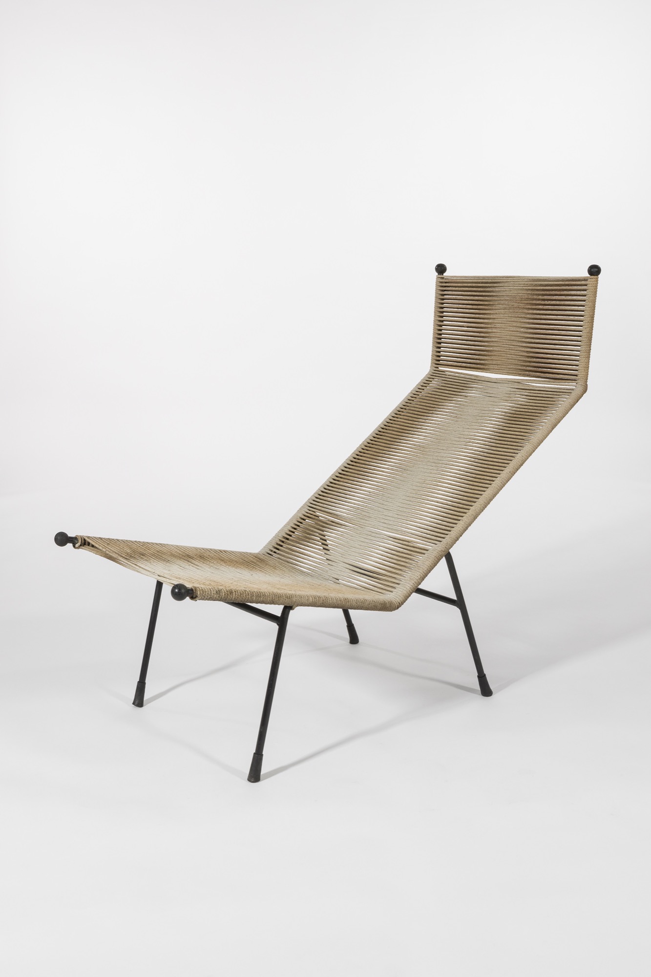 Clement Meadmore, <em>Reclining chair</em>, 1953, steel, cotton cord, rubber. Conor Lyon Collection.