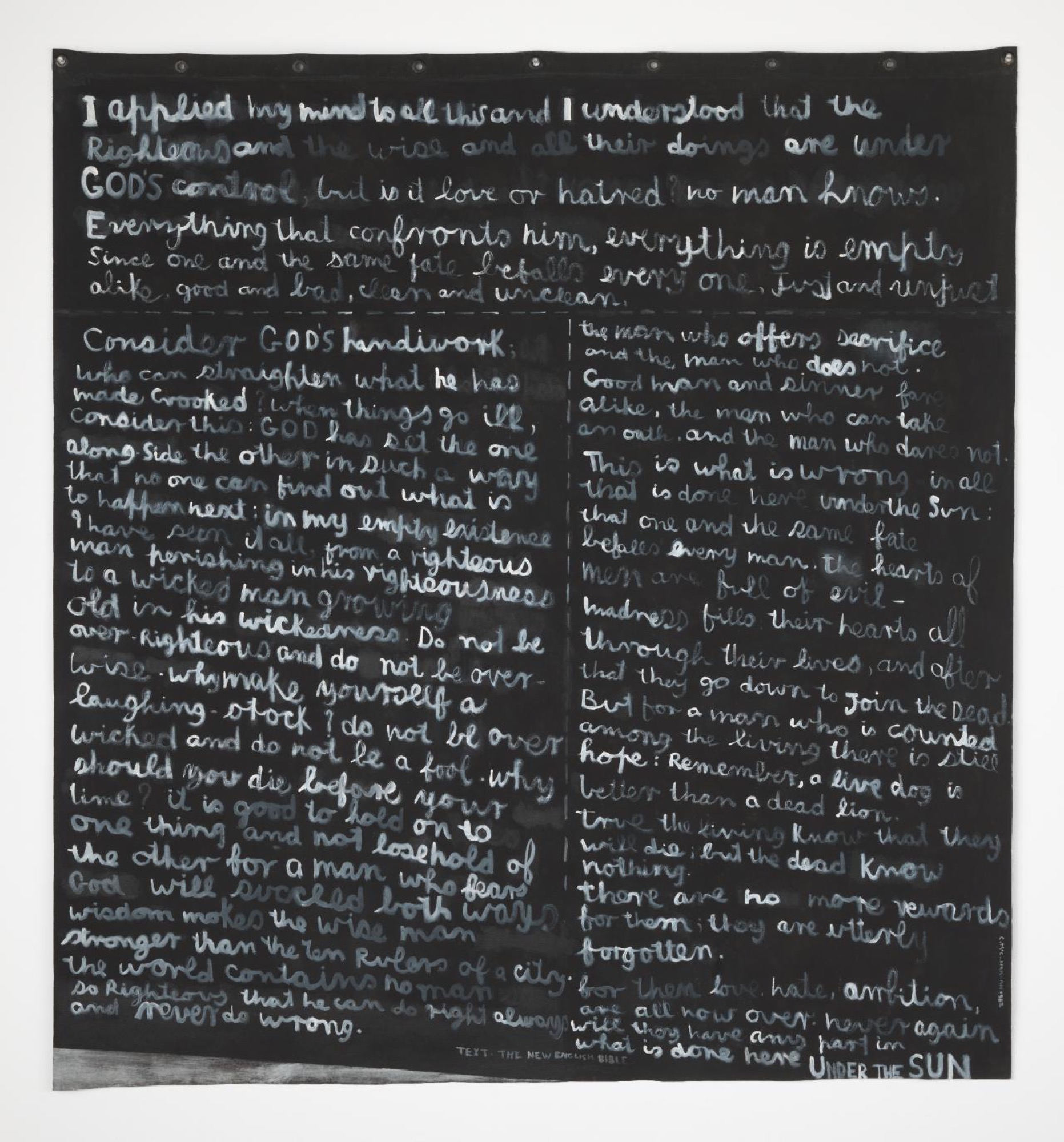 Colin McCahon, <em>I applied my mind</em>, 1982, synthetic polymer paint on canvas, 195.2 × 180.7 cm irreg. National Gallery of Victoria, Melbourne, Loti &amp; Victor Smorgon Fund, 2012 © Colin McCahon Research and Publication Trust. This digital record has been made available on NGV Collection Online through the generous support of Digitisation Champion Ms Carol Grigor through Metal Manufactures Limited.