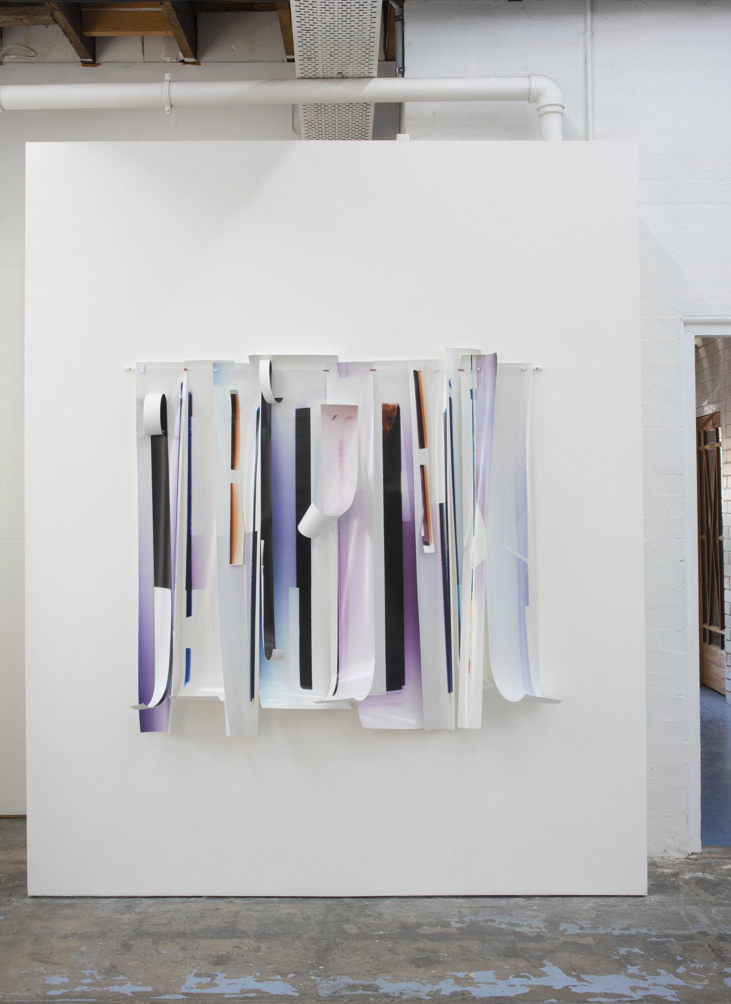 Installation view, <em>Colour Bleeds (paper trims)</em>, 2023. Courtesy Danica Chappell.