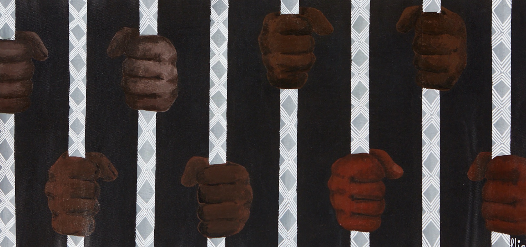 Felicity Chafer-Smith (Ngarrindjeri people), Black Bodies Behind Bars, 2020. Photo: Mick Bell