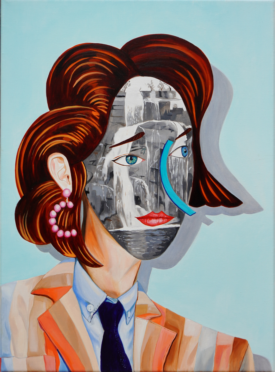 Rob McHaffie, <em>Face like a waterfall</em>, 2021, oil on linen, 56 x 41cm.