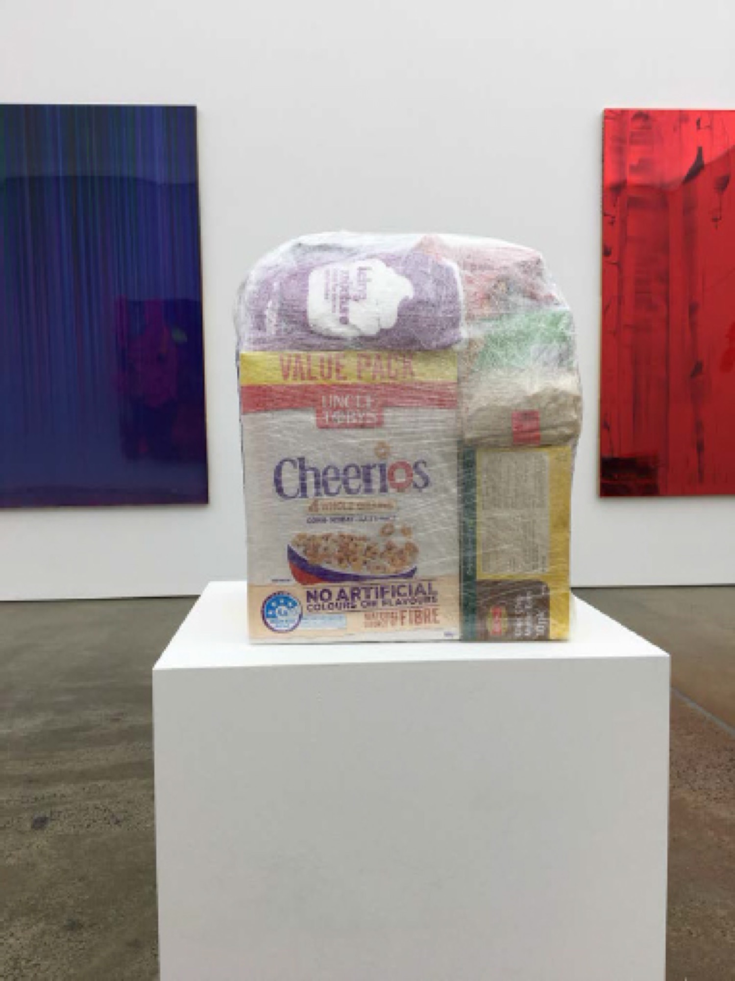 Dale Frank, <em>The young artist – the Devil's intolerance and the Devil's farts. I love good white people</em>, 2017, one week's supermarket food purchases for 22 year old single artist or 84 year old pensioner.