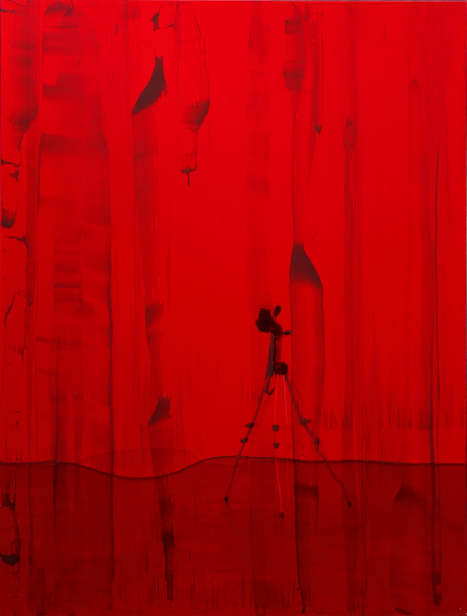 Dale Frank, <em>Bangladeshi</em>, 2017,Fake blood (Bluebird), Epoxyglass on Perspex.