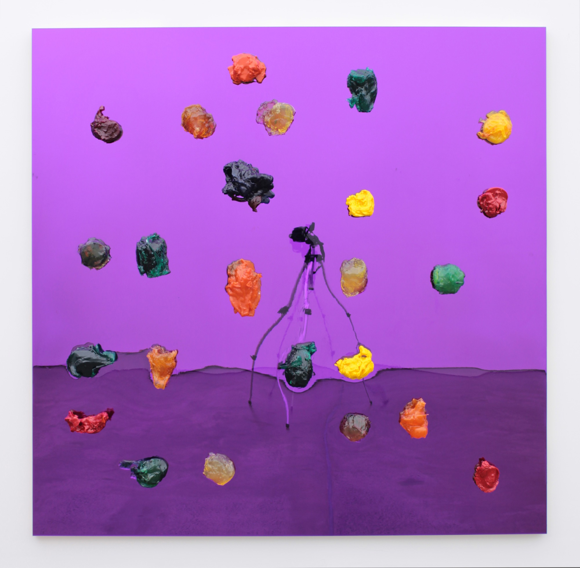 Dale Frank, <em>Sometimes it is just a matter of telling yourself that you are in control,</em> 2016, varnish and varnish resin hardener on liquid glass on Perspex.