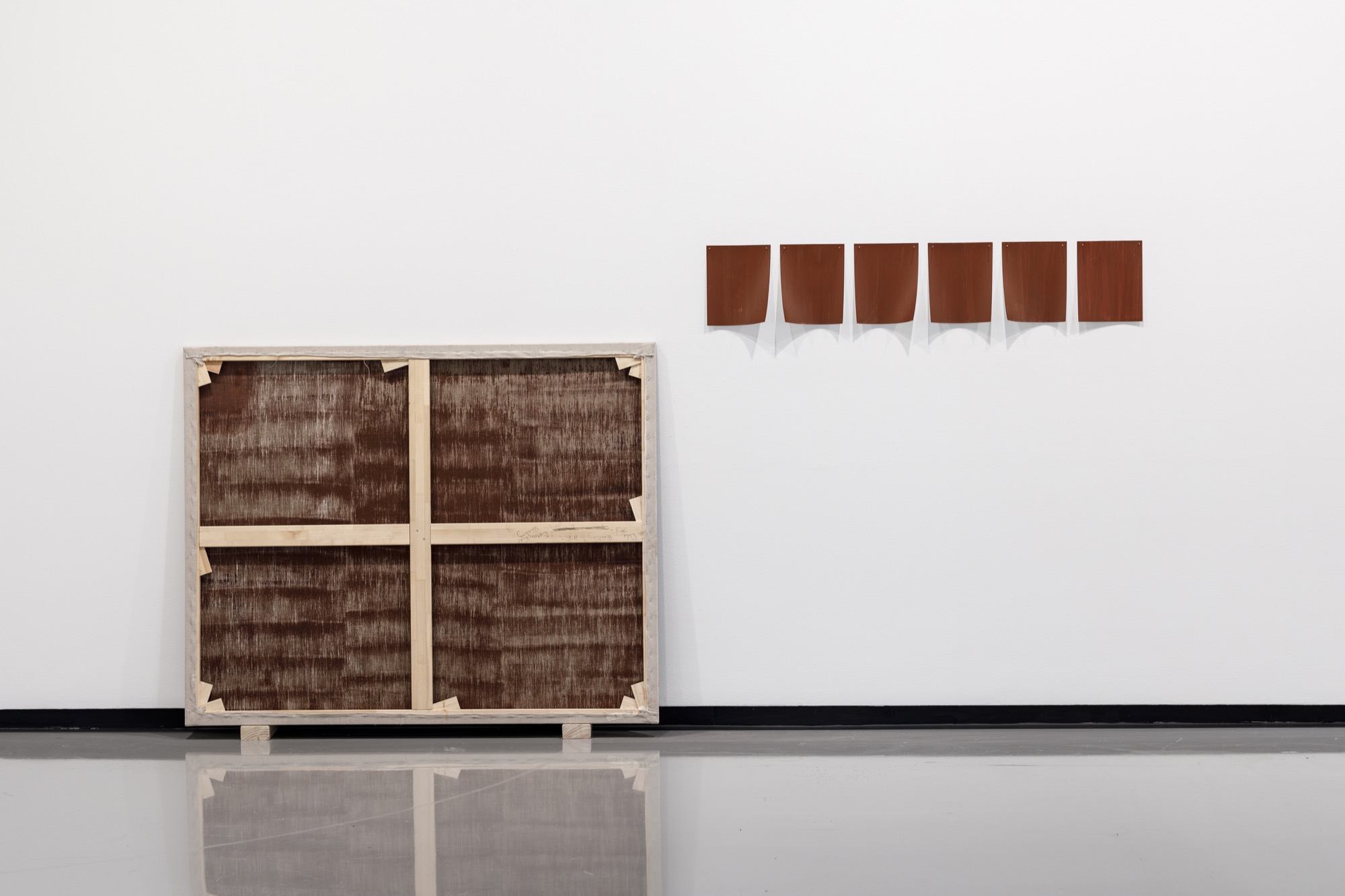 Dale Harding, <em>Extractive painting 2</em> 2021. Installation view, <em>Dale Harding: Through a lens of visitation</em>, Monash University Museum of Art, Melbourne, 2021. Photo: Andrew Curtis. Image courtesy of the artist and Milani Gallery, Brisbane.
