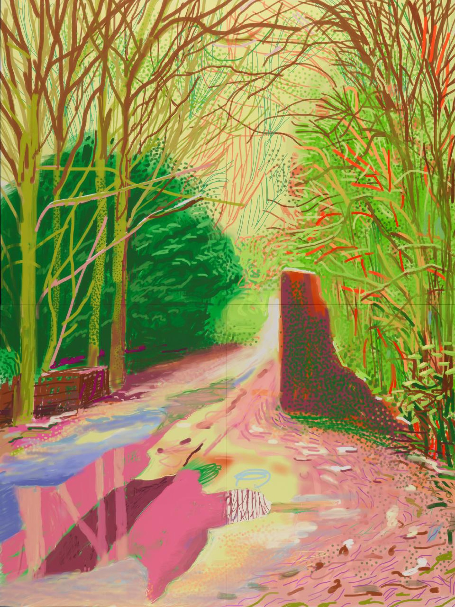 David Hockney, <em>The group XI, 7-11 July 2015</em>, 2015, acrylic on canvas, 122 x 183 cm. Collection of the artist © David Hockney. Photo: Richard Schmidt