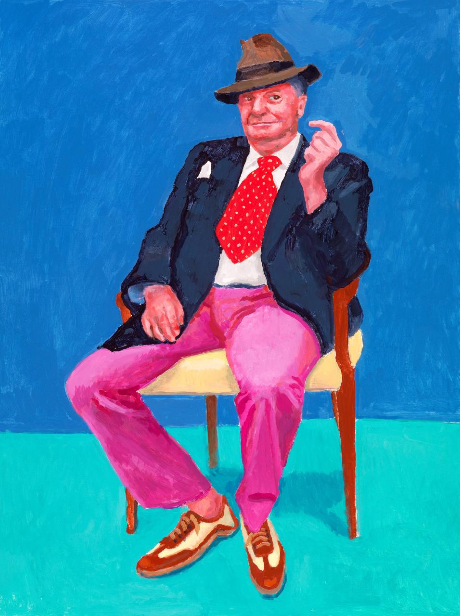 David Hockney, <em>Barry Humphries, 26th, 27th, 28th March 2015</em> (2015) acrylic on canvas, 121.9 x 91.4 cm. Collection of the artist © David Hockney. Photo: Richard Schmidt