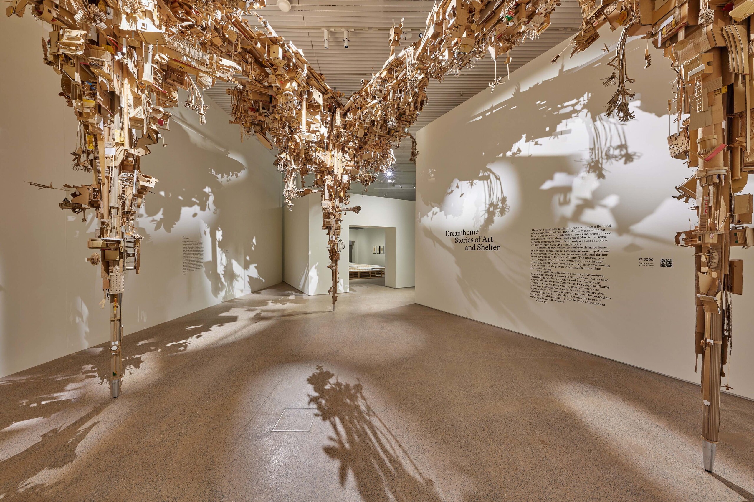 Installation view of the Dreamhome: Stories of Art and Shelter exhibition in the new building at the Art Gallery of New South Wales, featuring Isabel and Alfredo Aquilizan ‘From this place’ 2022 © Isabel and Alfredo Aquilizan, photo © Art Gallery of New South Wales, Felicity Jenkins