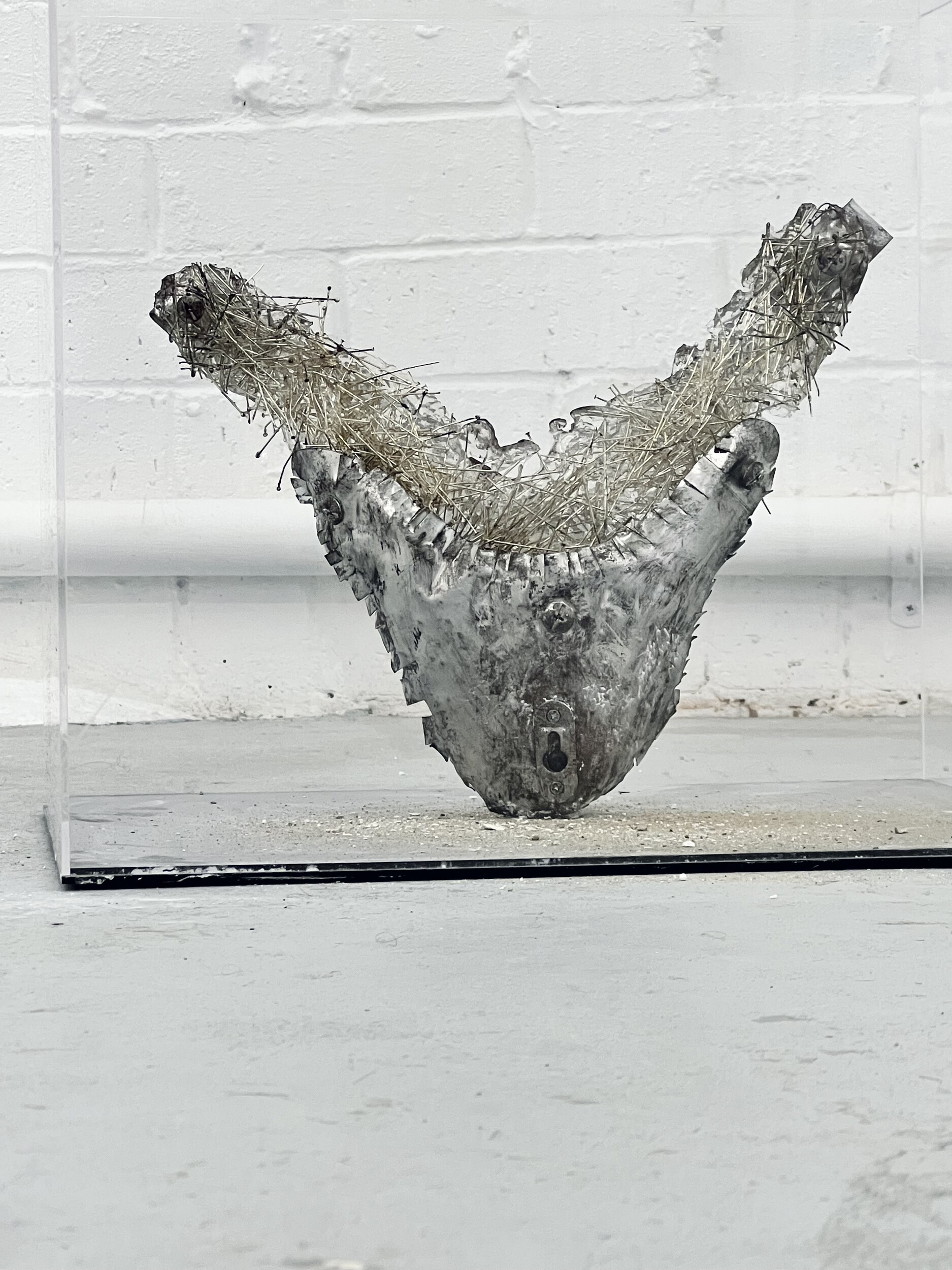<p>Detail of Jesse Wakenshaw, <em>Jock Itch</em>, 2025, dimensions variable, epoxy resin, stainless steel jewellery posts, aluminium, screws, scent, Airspace Projects. Photo: Jesse Wakenshaw.</p>