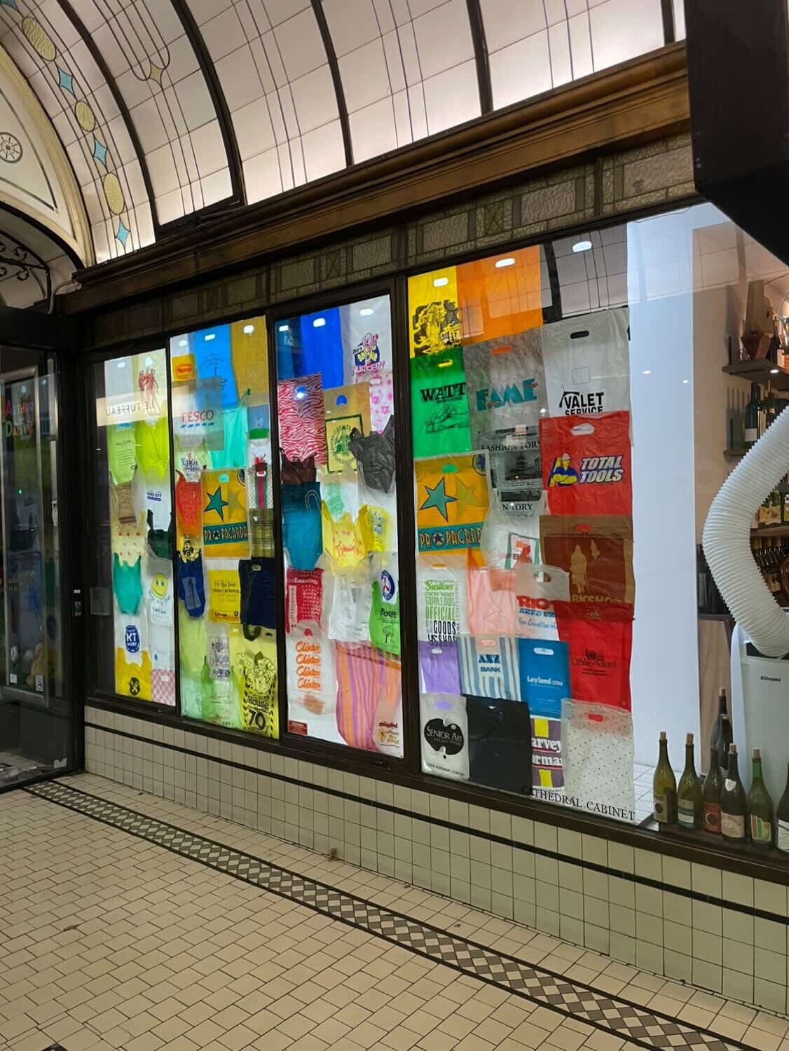 <p>Installation view of Christoper L G Hill, BAG, 1996-2026, found plastic bags, Cathedral Cabinet. Photo: Christoper L G Hill.</p>