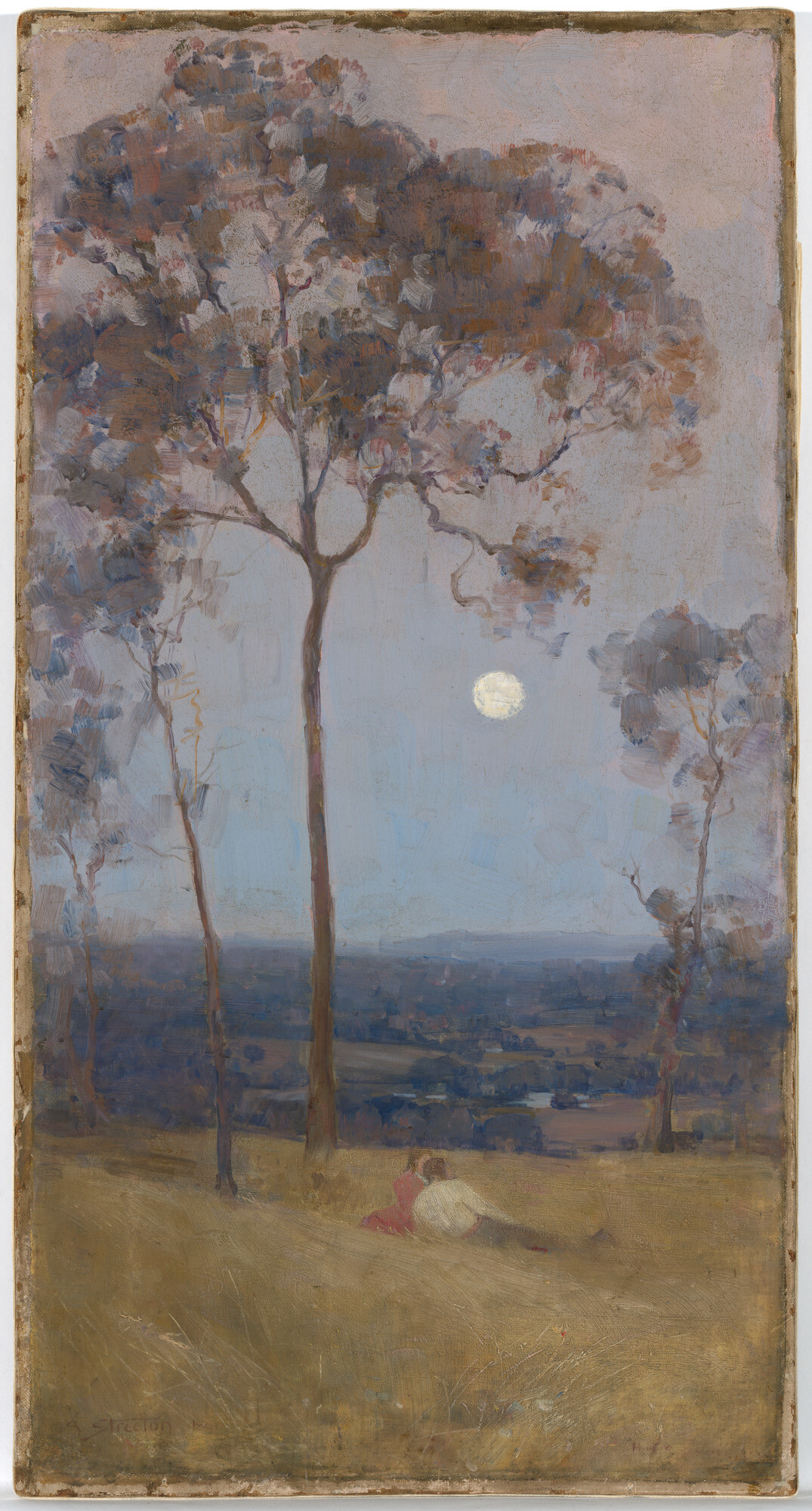 <p>Arthur Streeton, <em>‘Above us the great grave sky’</em>, 1890, oil on canvas, 73 x 36.8cm, National Gallery of Australia.</p>