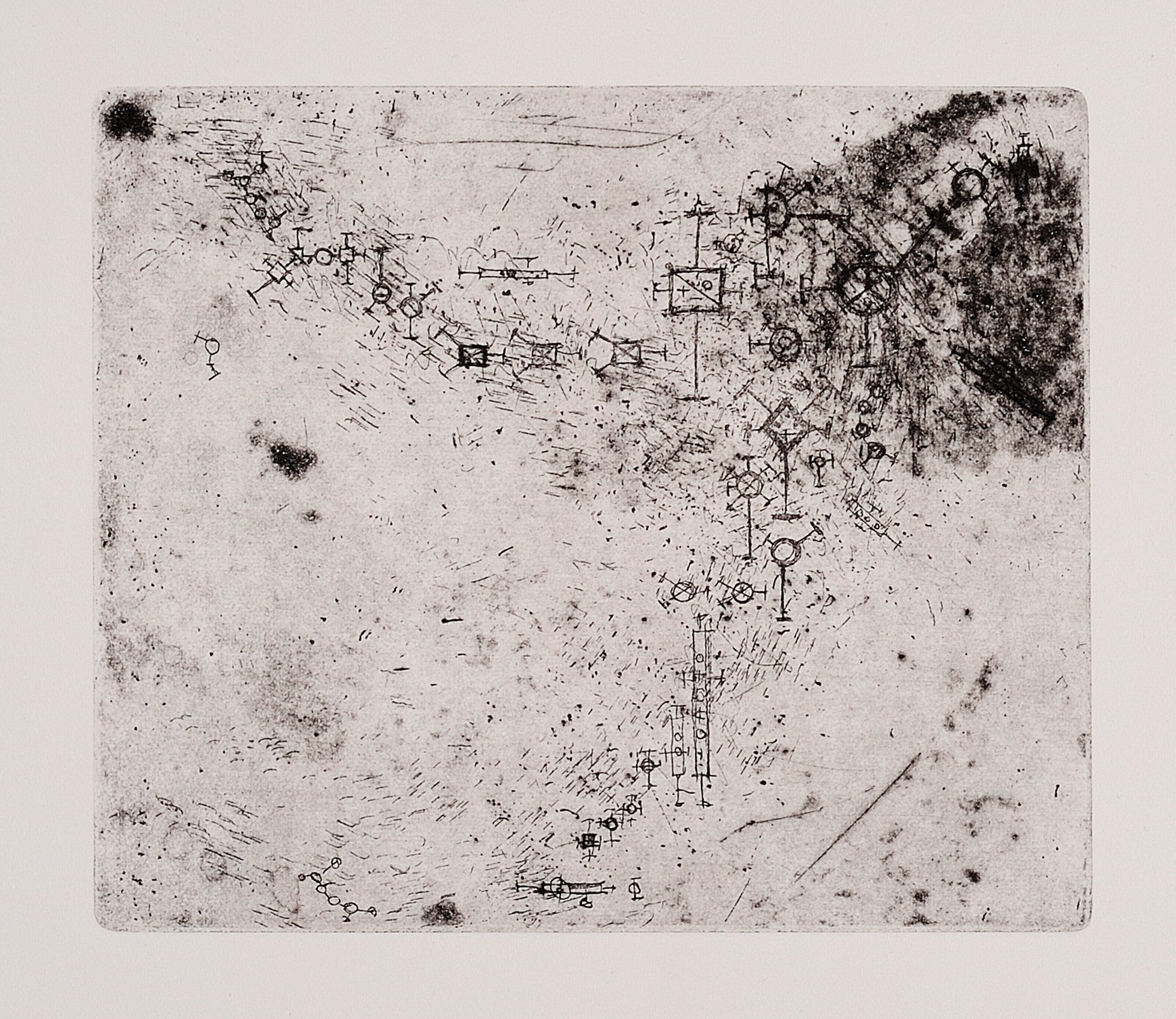 Edwin Tanner, <em>(Untitled)</em>, c. 1960, etching on paper, edition unspecified, 13.0 x 15.0 cm. Courtesy Charles Nodrum Gallery.