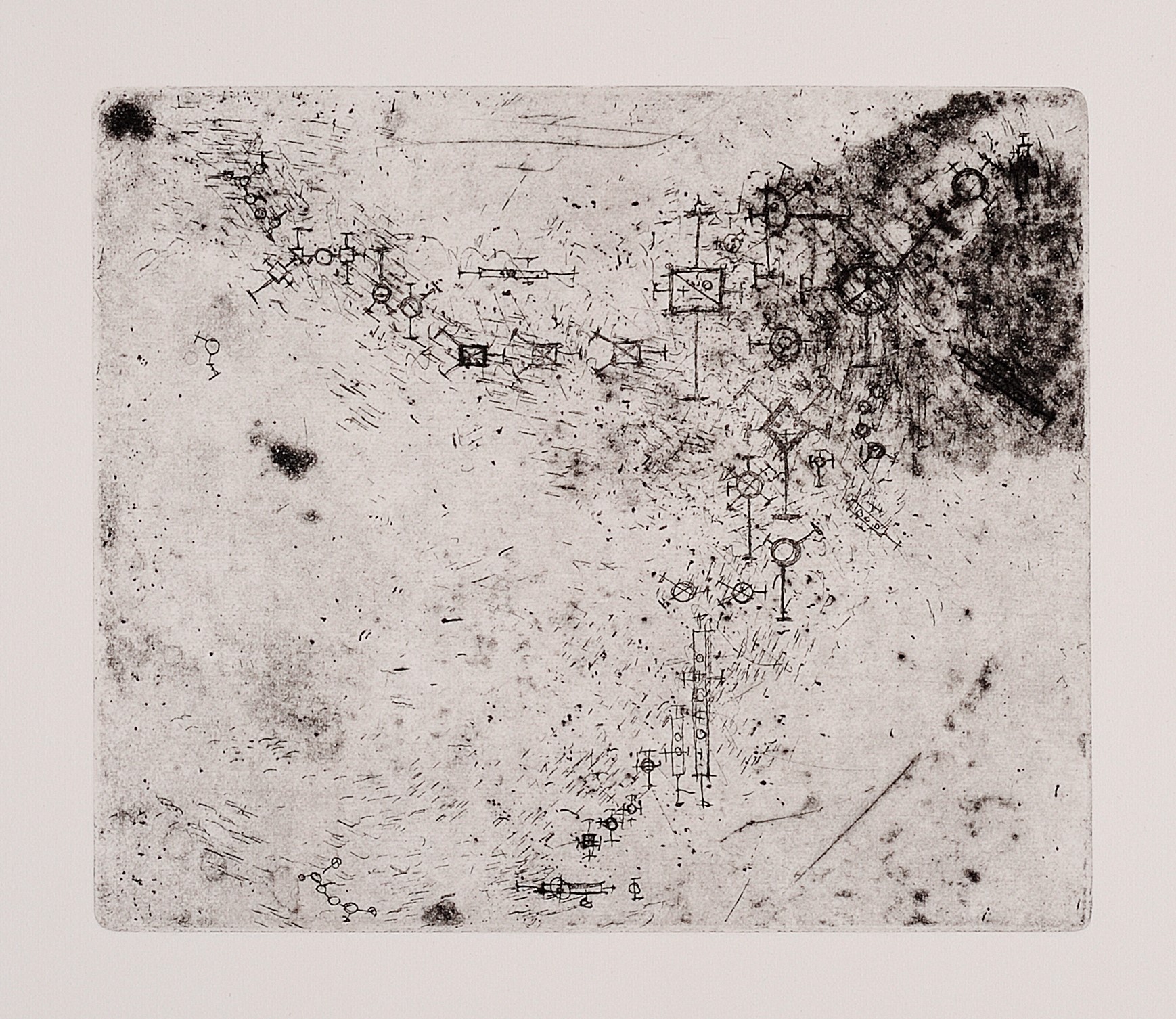 Edwin Tanner, <em>(Untitled)</em>, c. 1960, etching on paper, edition unspecified, 13.0 x 15.0 cm. Courtesy Charles Nodrum Gallery.