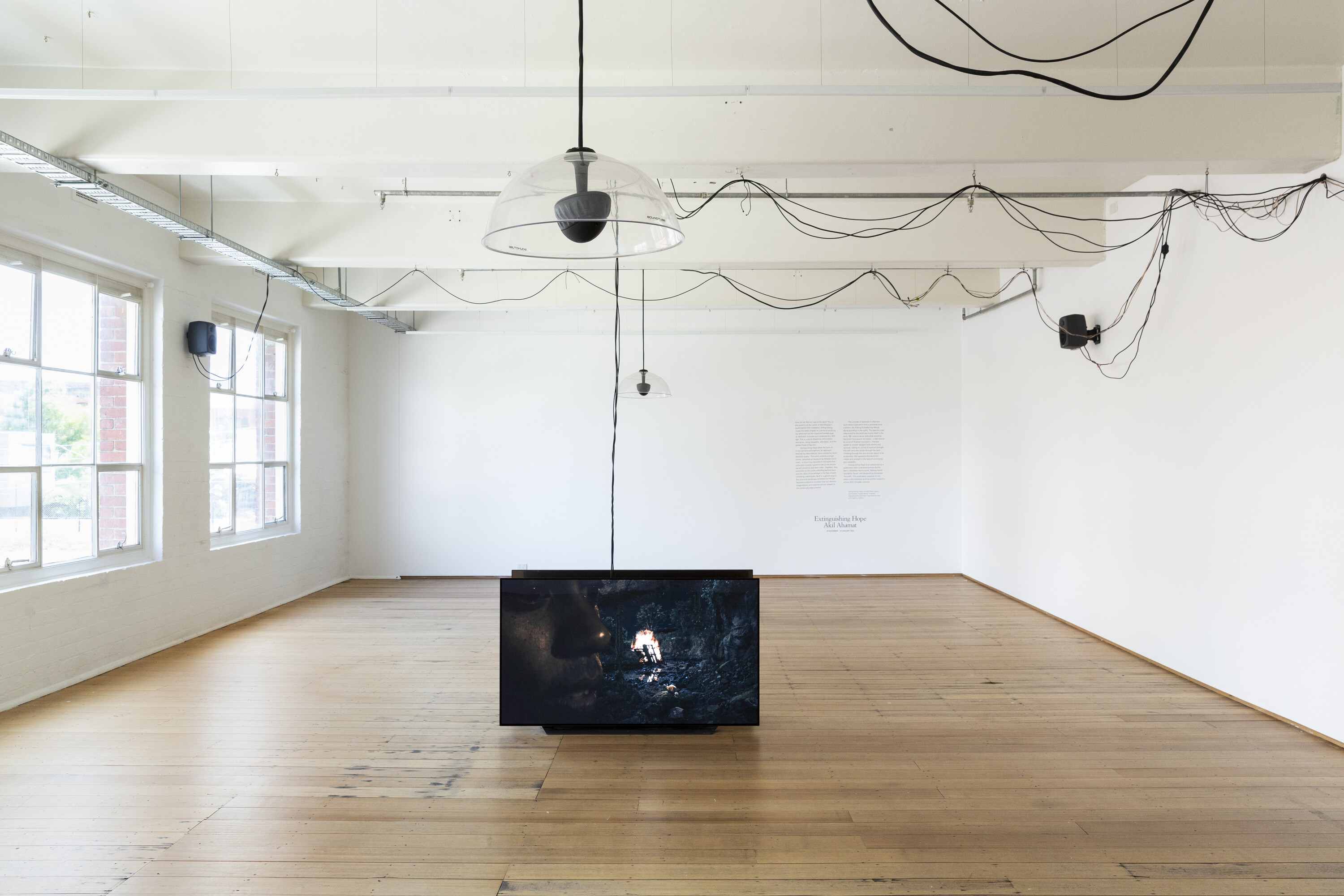 <p>Akil Ahamat, <em>Extinguishing Hope</em>, 2024, installation view, West Space, Photo by Janelle Low.</p>