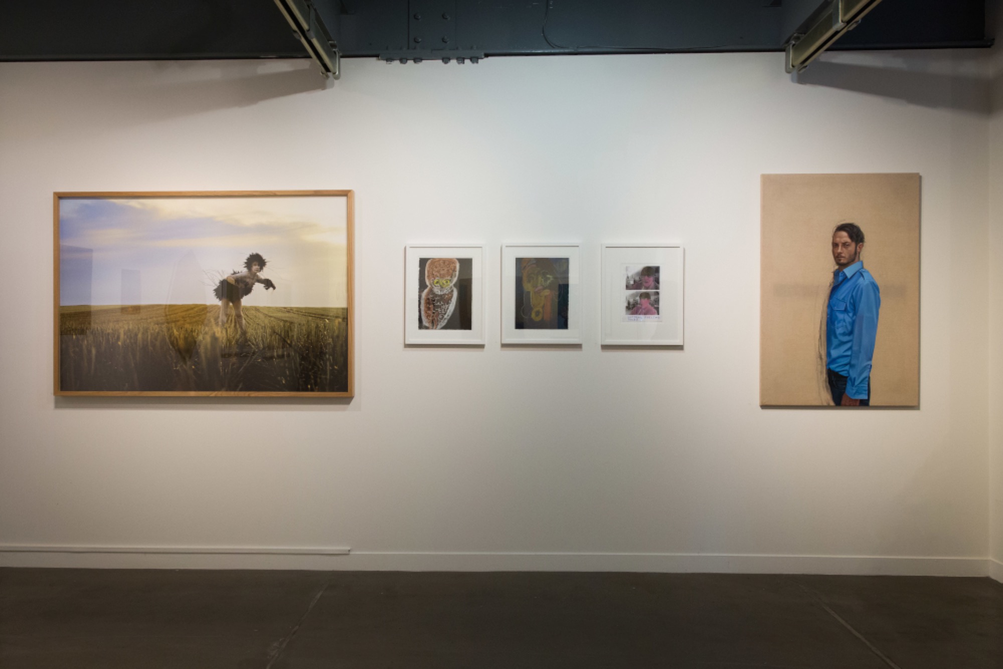 FEM-aFFINITY at Arts Project Australia, 2019. Exhibition image showing works by Jill Orr, Dorothy Berry and Yvette Coppersmith. Photo by Kate Longley.